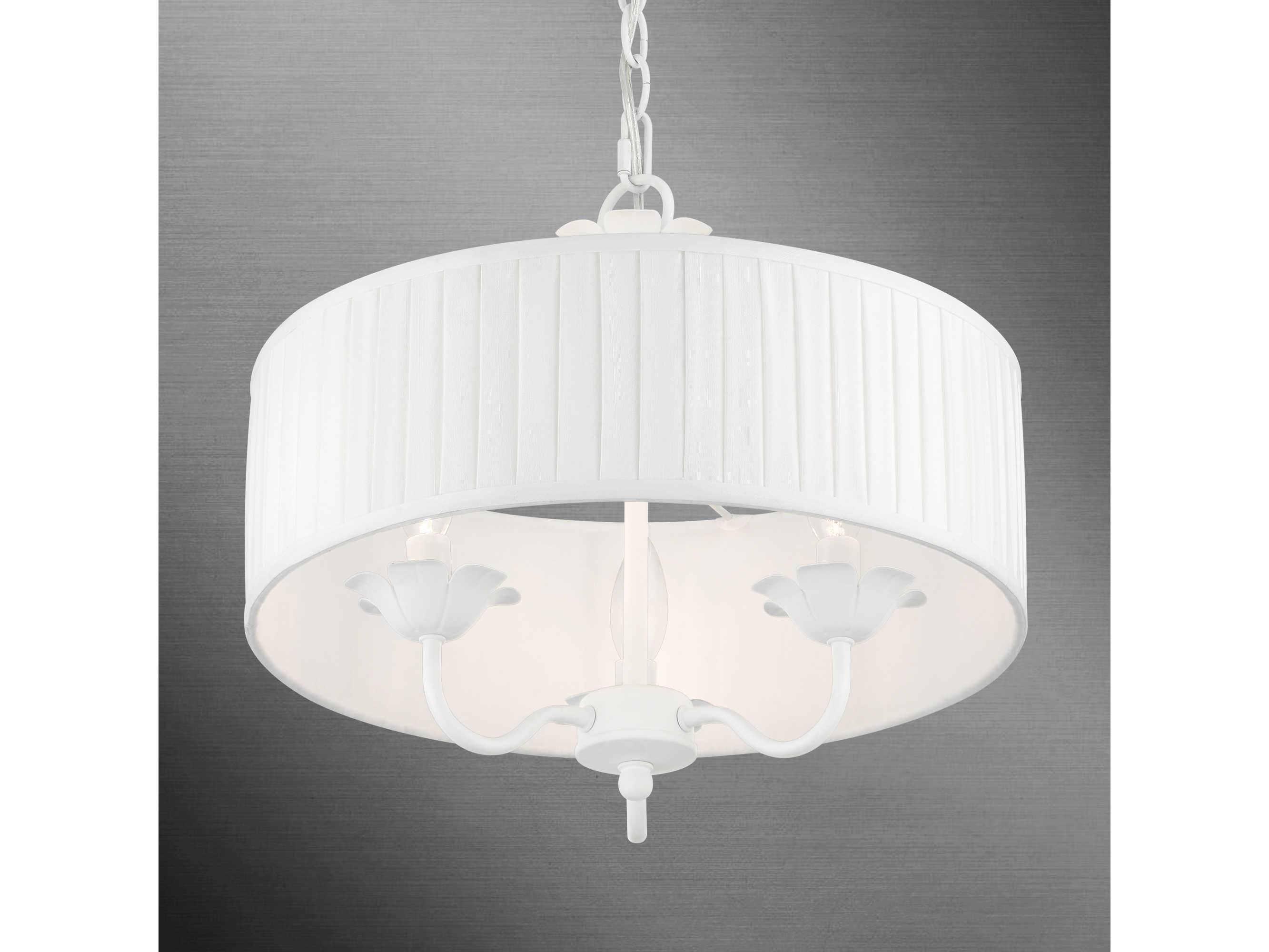 Livex Lighting Edinburgh 3-Light White Drum Chandelier
