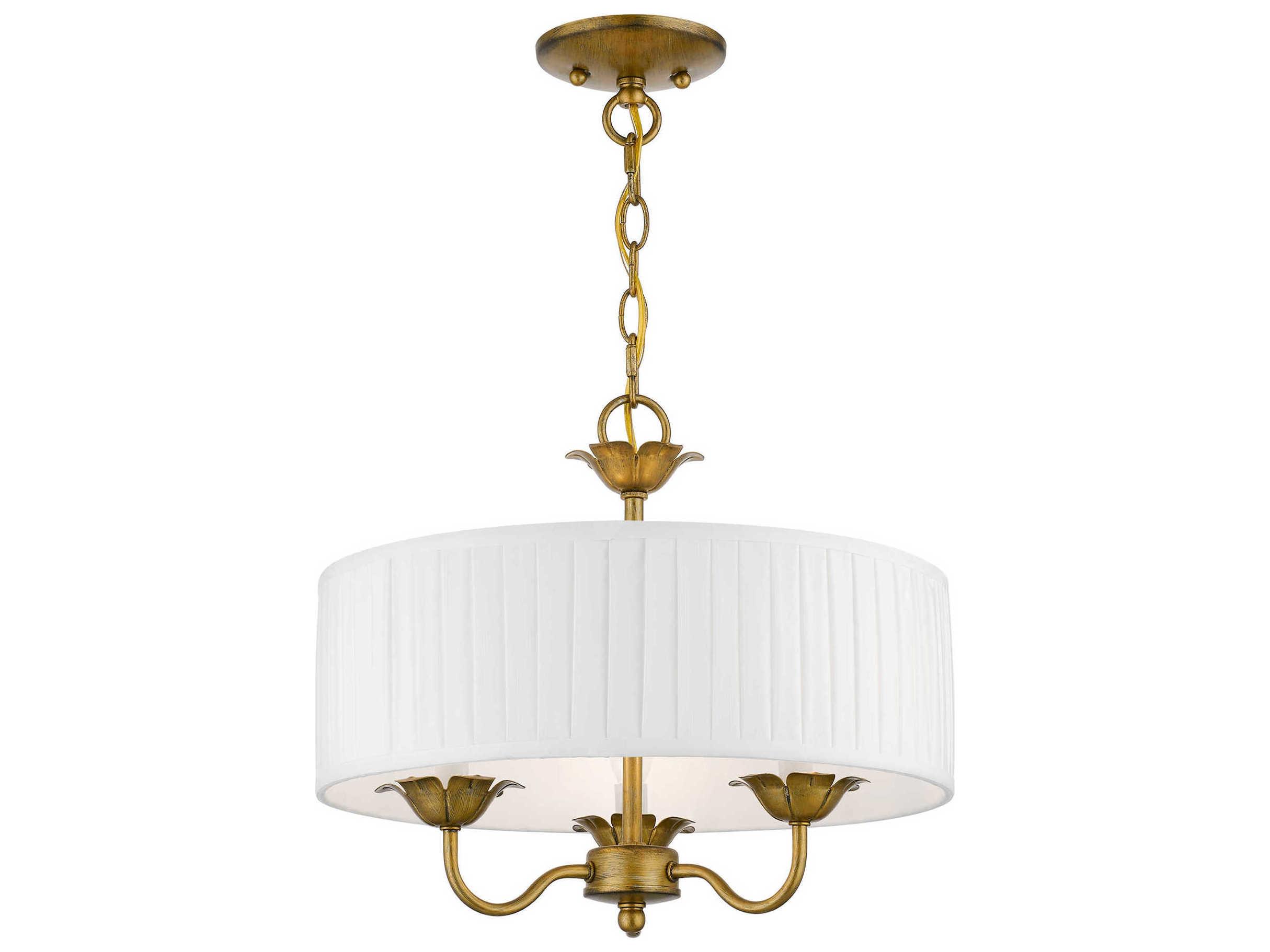 Livex Lighting Edinburgh 3-Light Antique Gold Leaf Drum Chandelier