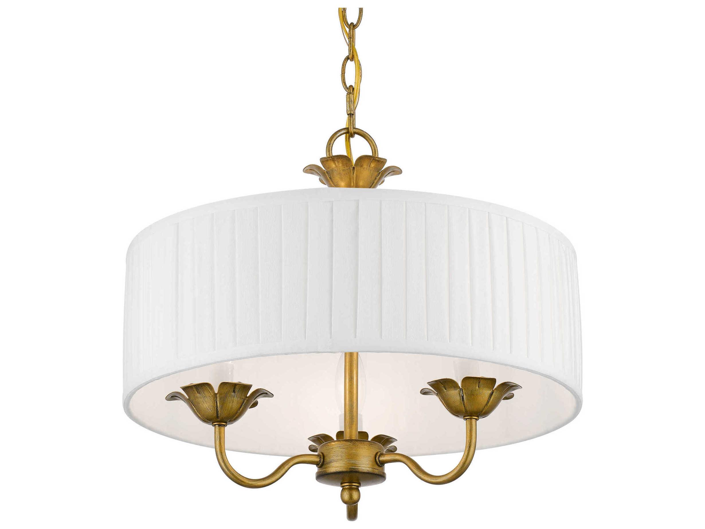 Livex Lighting Edinburgh 3-Light Antique Gold Leaf Drum Chandelier
