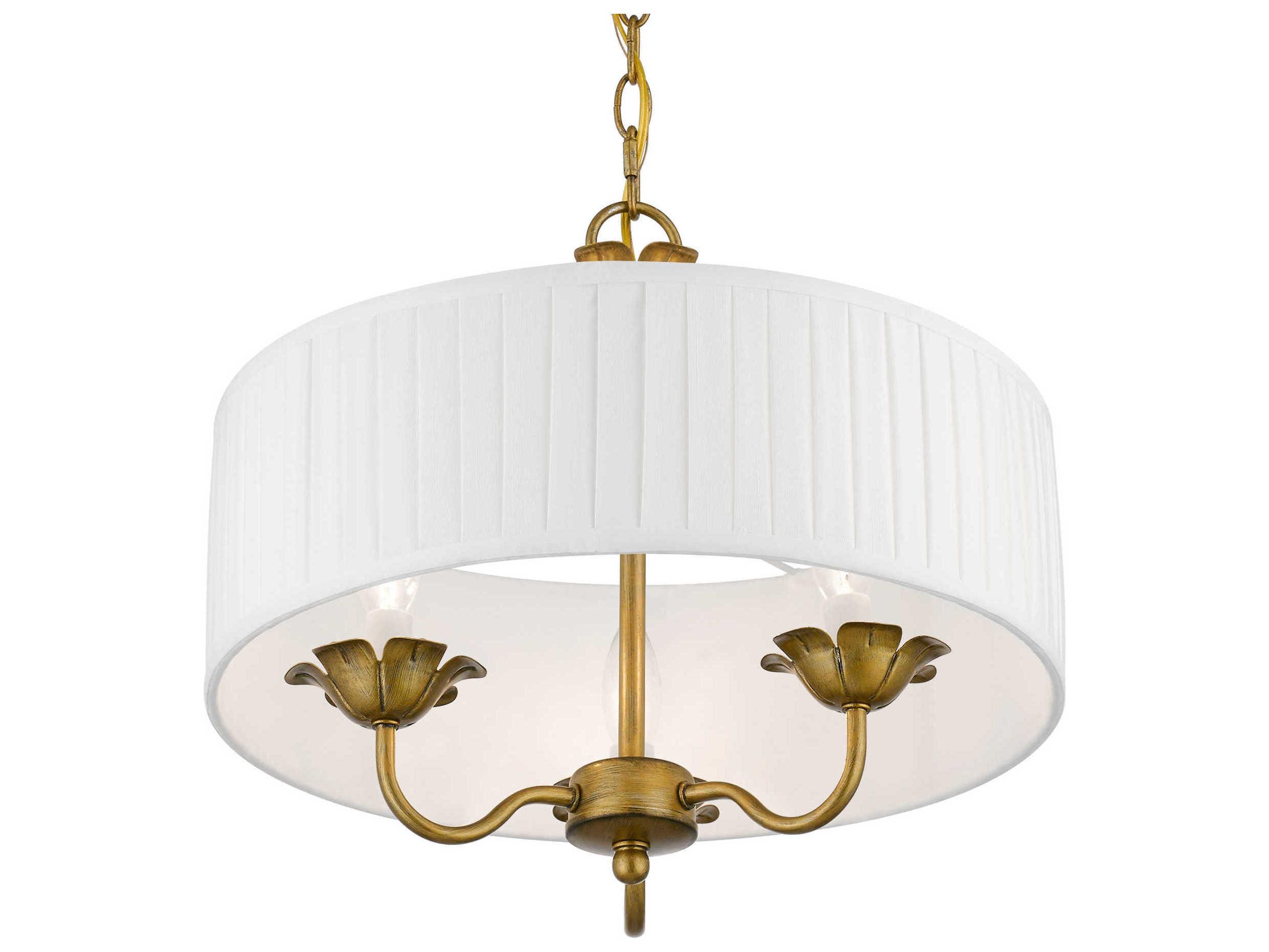 Livex Lighting Edinburgh 3-Light Antique Gold Leaf Drum Chandelier