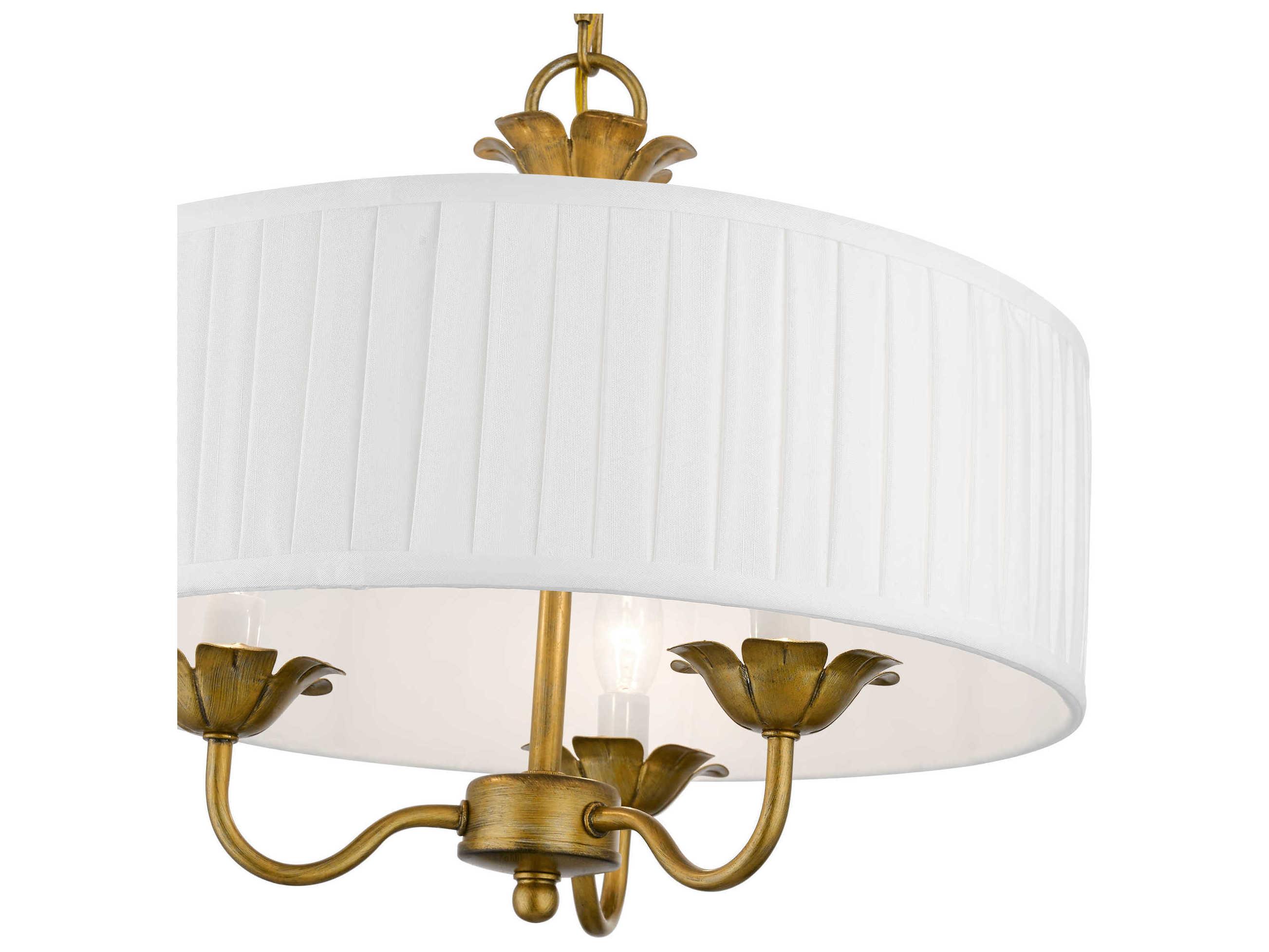 Livex Lighting Edinburgh 3-Light Antique Gold Leaf Drum Chandelier