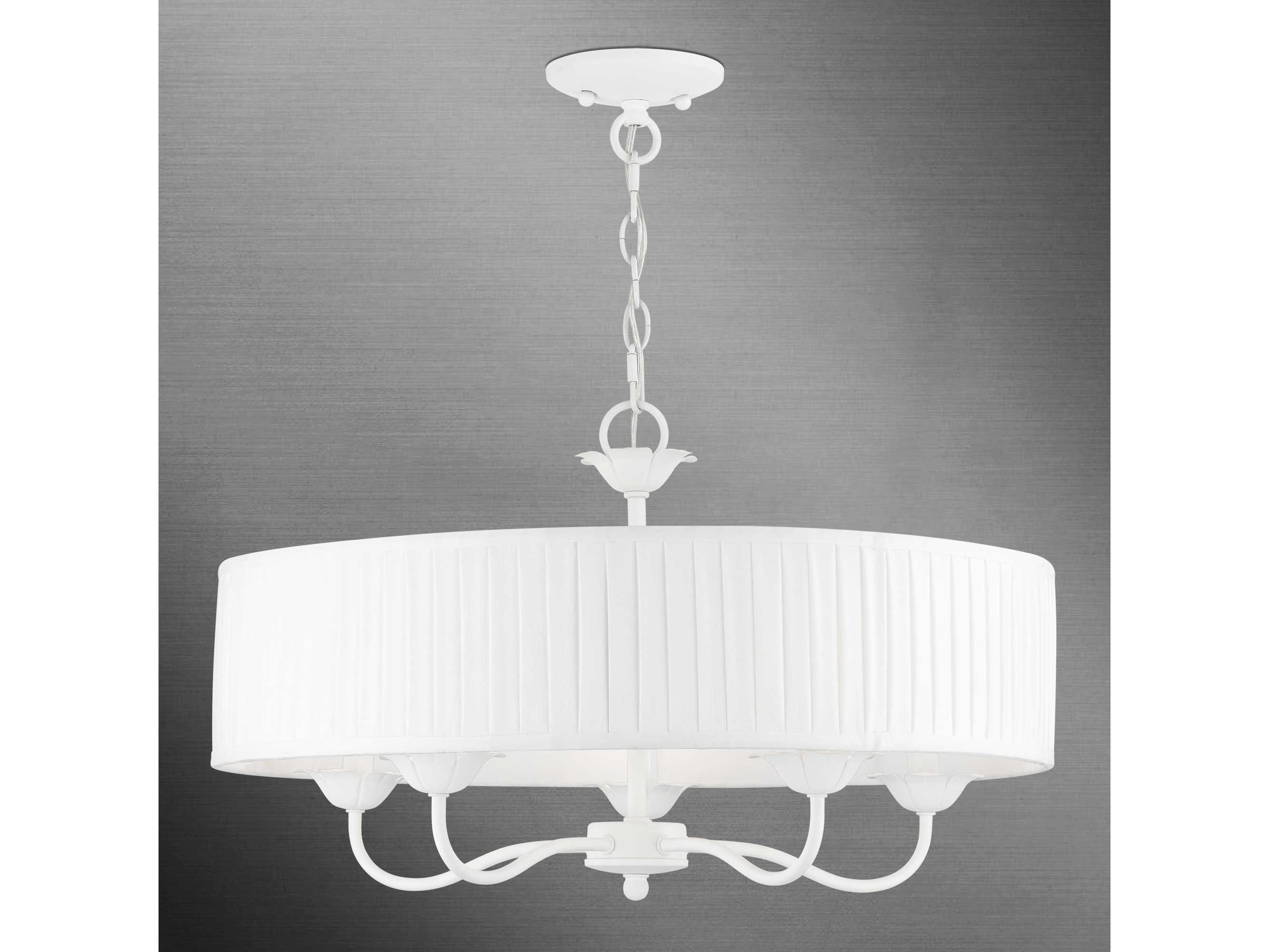 Livex Lighting Edinburgh 5-Light White Drum Chandelier