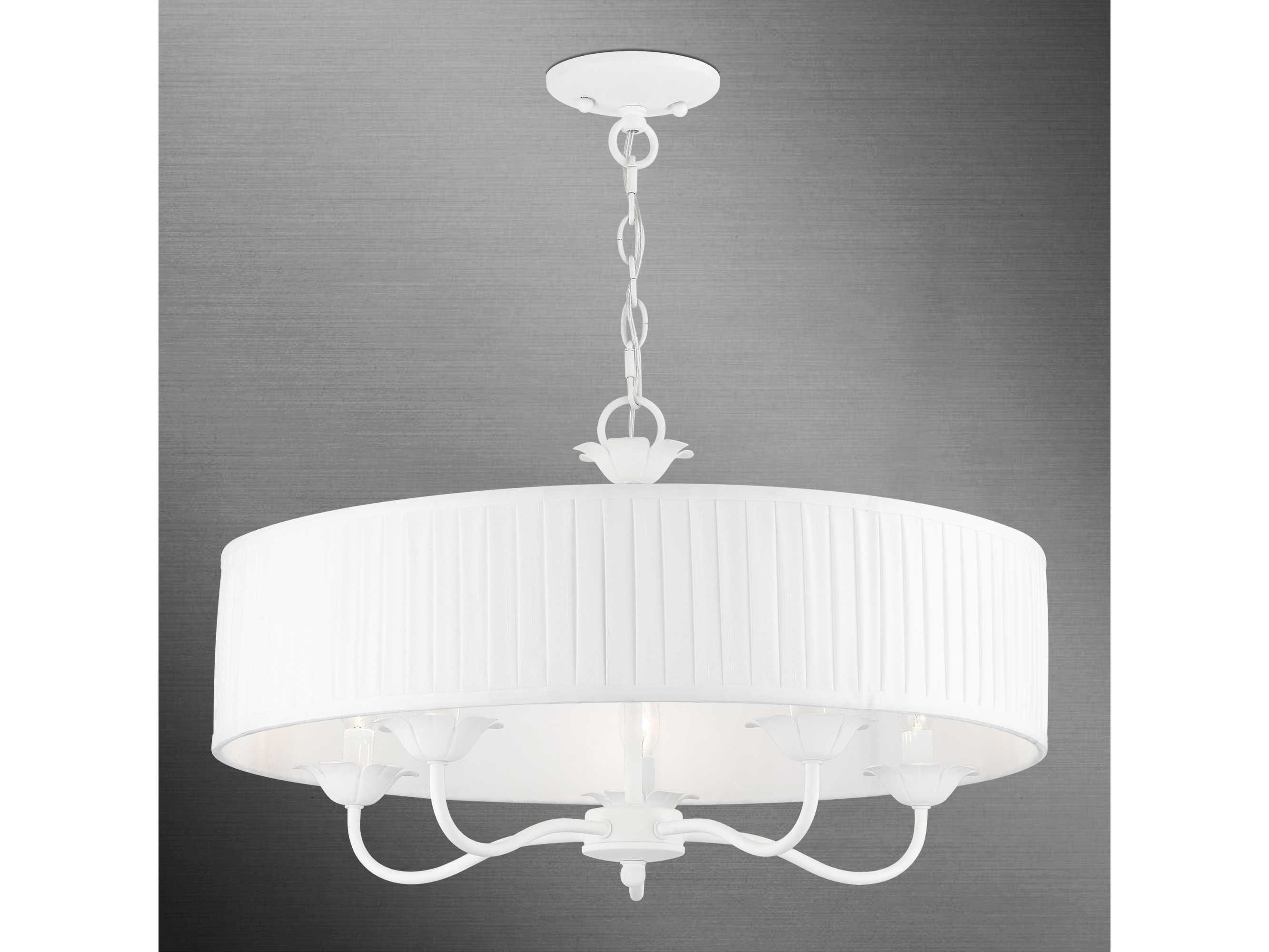 Livex Lighting Edinburgh 5-Light White Drum Chandelier