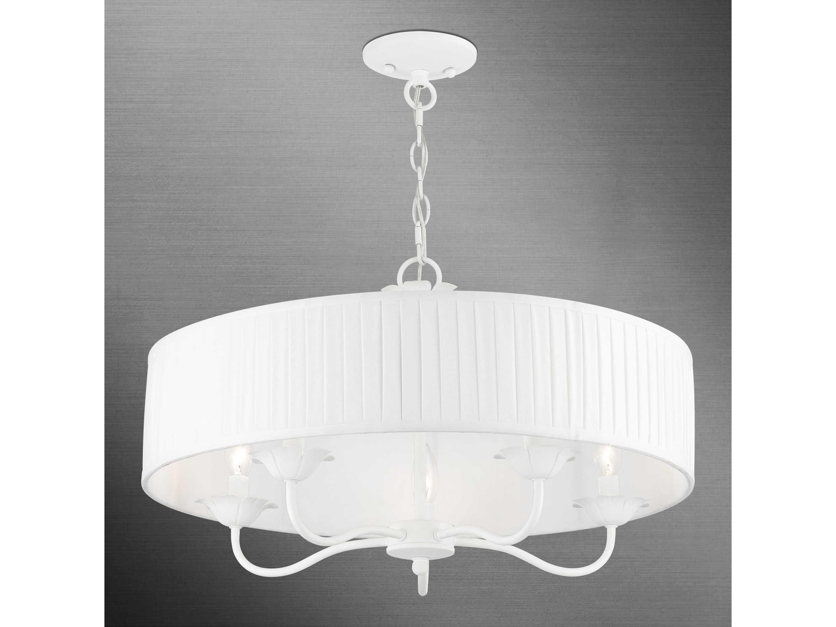Livex Lighting Edinburgh 5-Light White Drum Chandelier