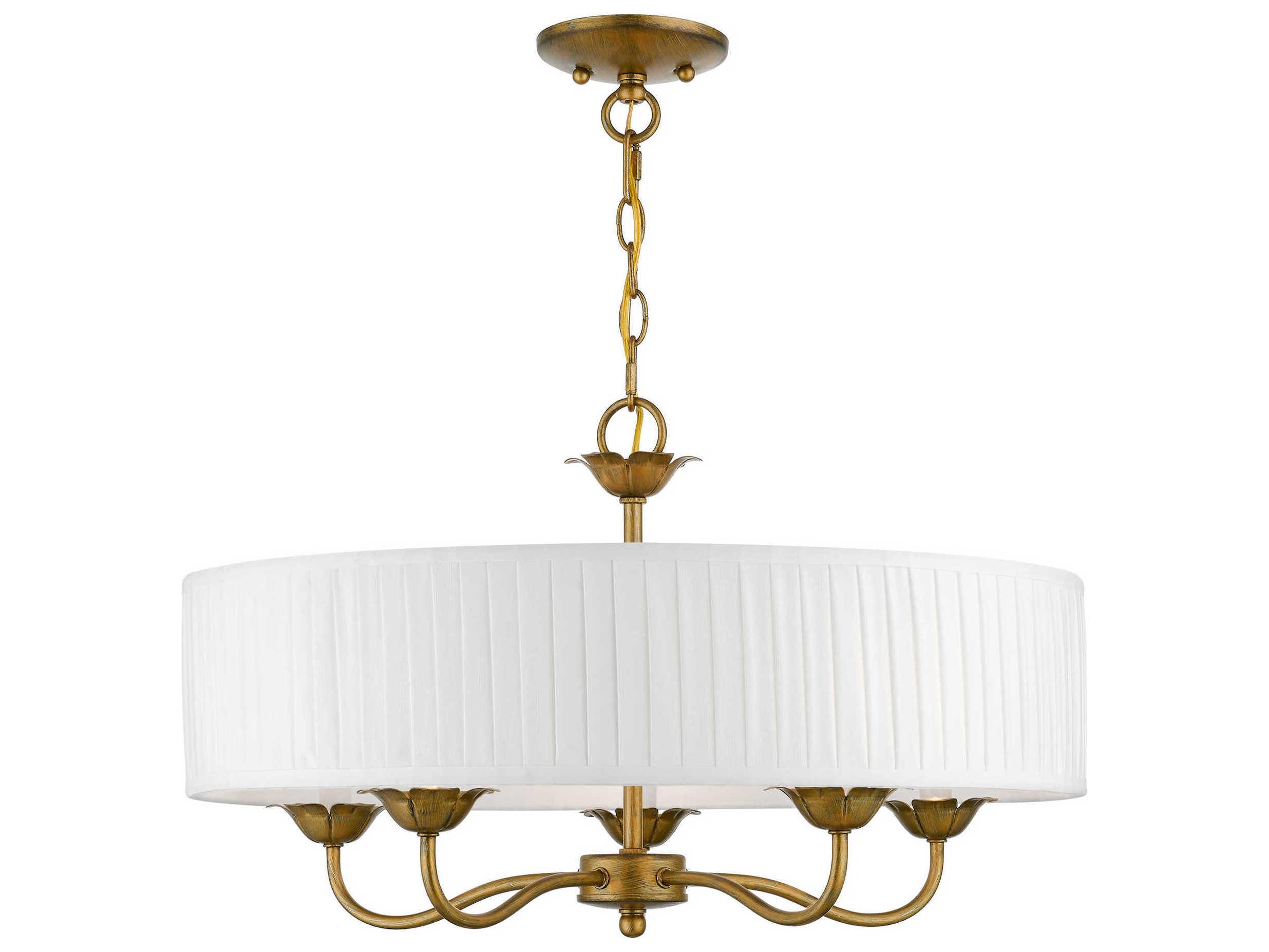 Livex Lighting Edinburgh 5-Light Antique Gold Leaf Drum Chandelier