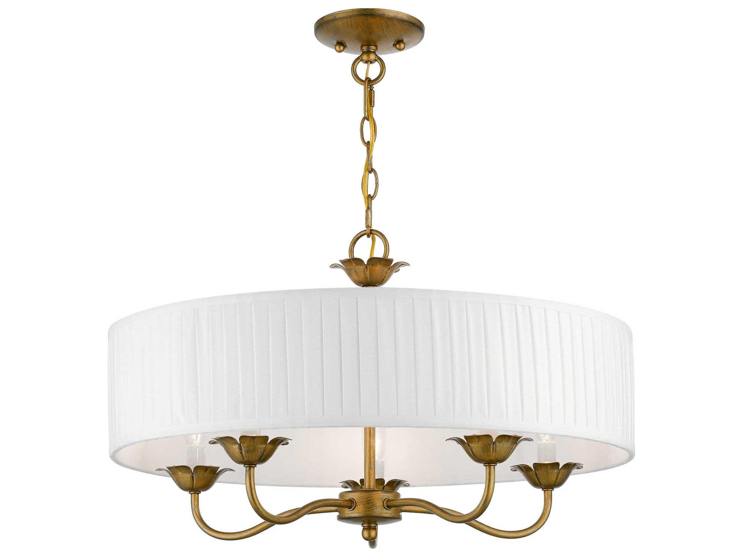 Livex Lighting Edinburgh 5-Light Antique Gold Leaf Drum Chandelier