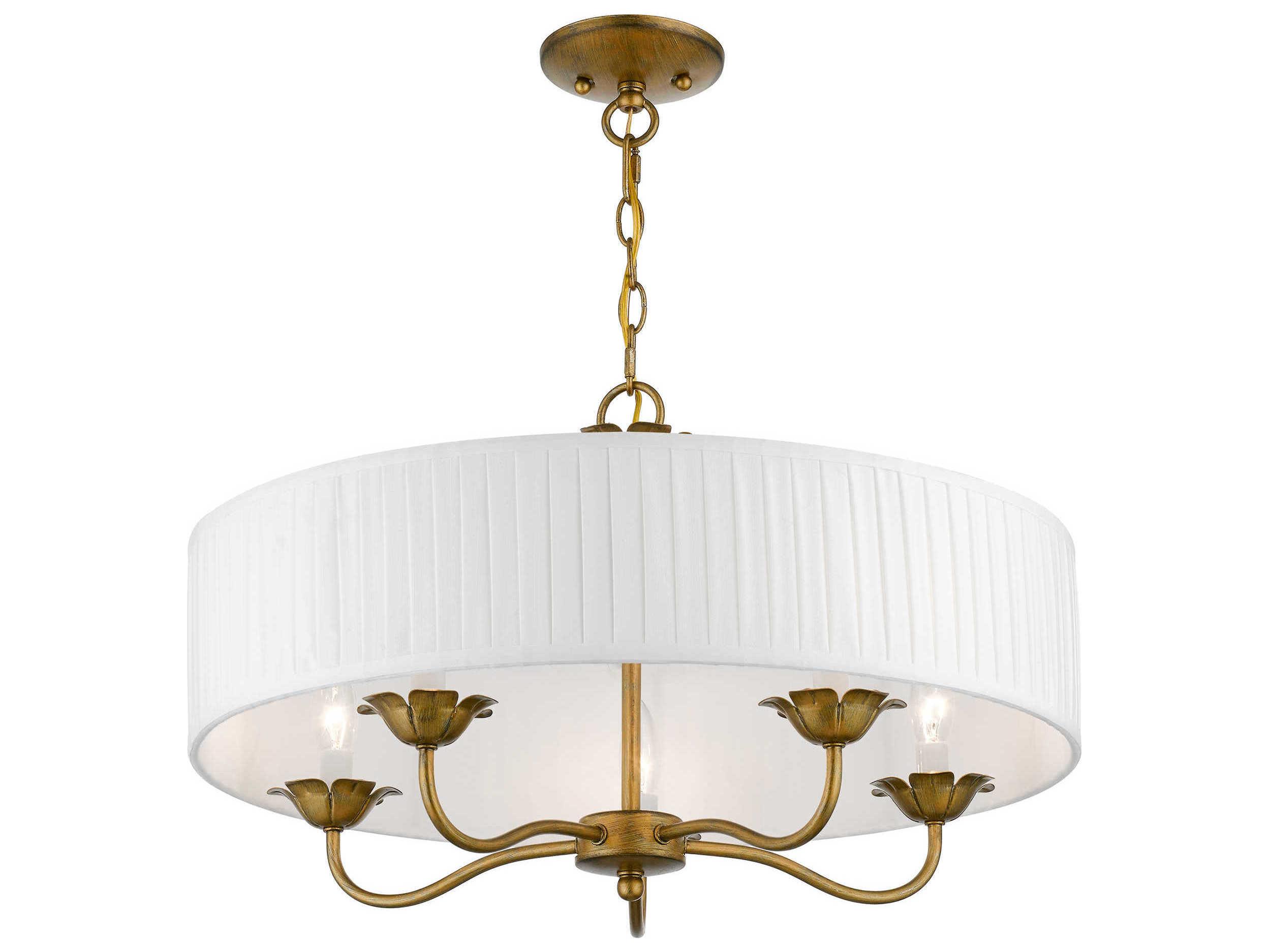 Livex Lighting Edinburgh 5-Light Antique Gold Leaf Drum Chandelier