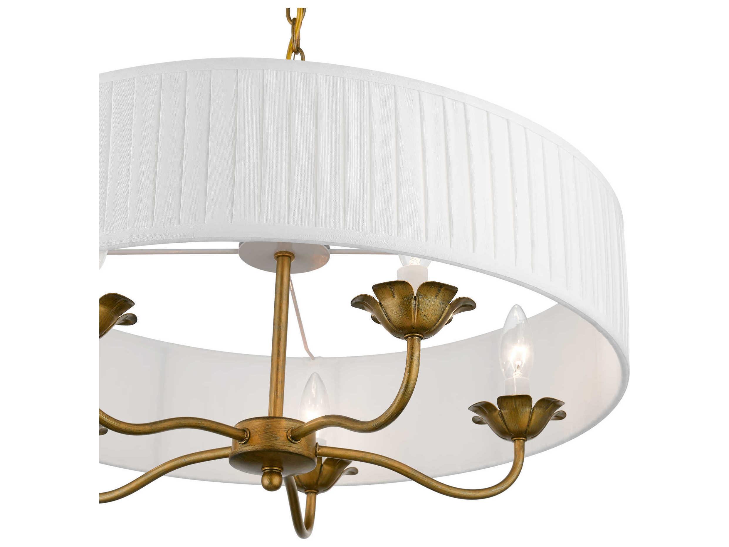 Livex Lighting Edinburgh 5-Light Antique Gold Leaf Drum Chandelier
