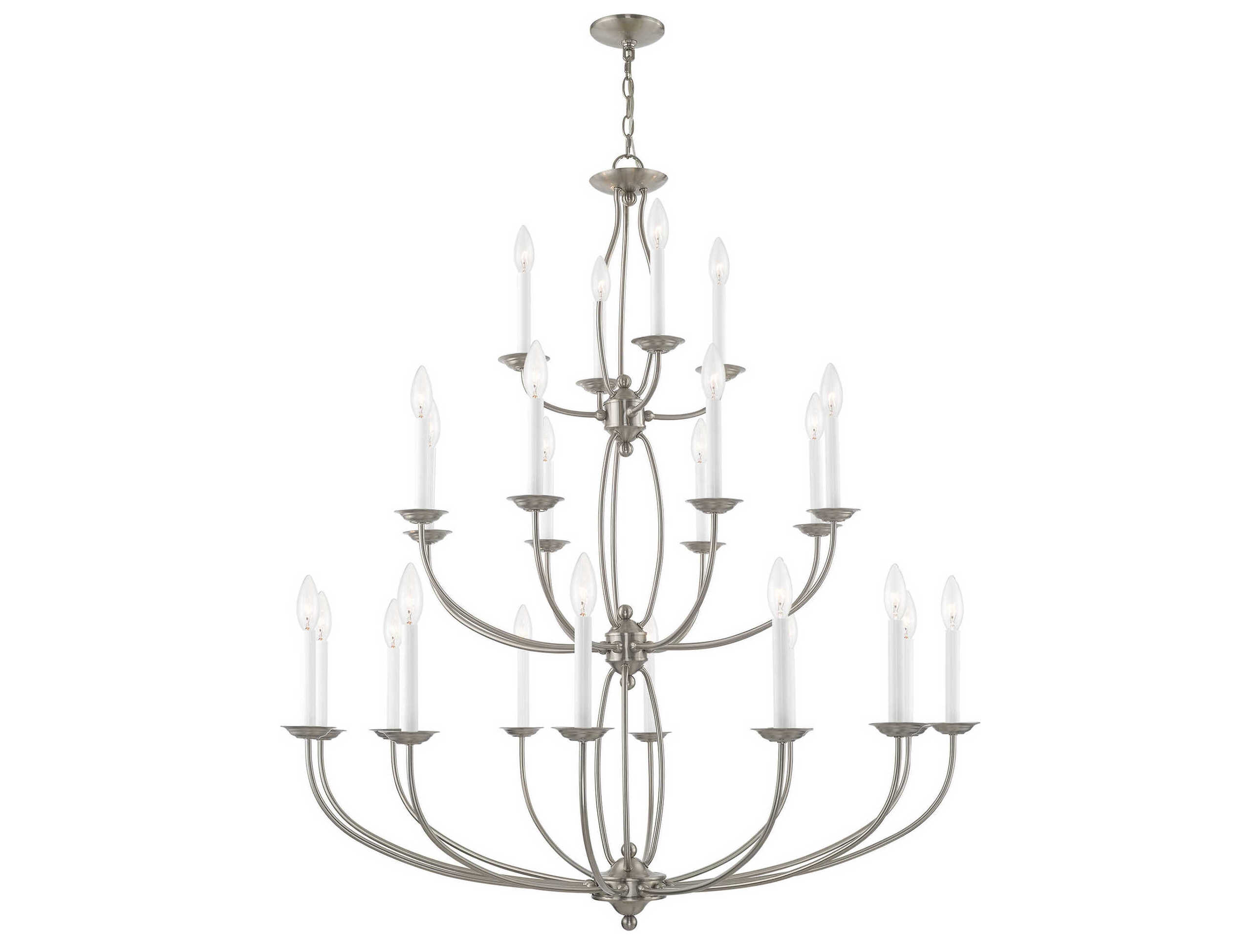 Livex Lighting Home Basics 24-Light Brushed Nickel Candelabra Chandelier