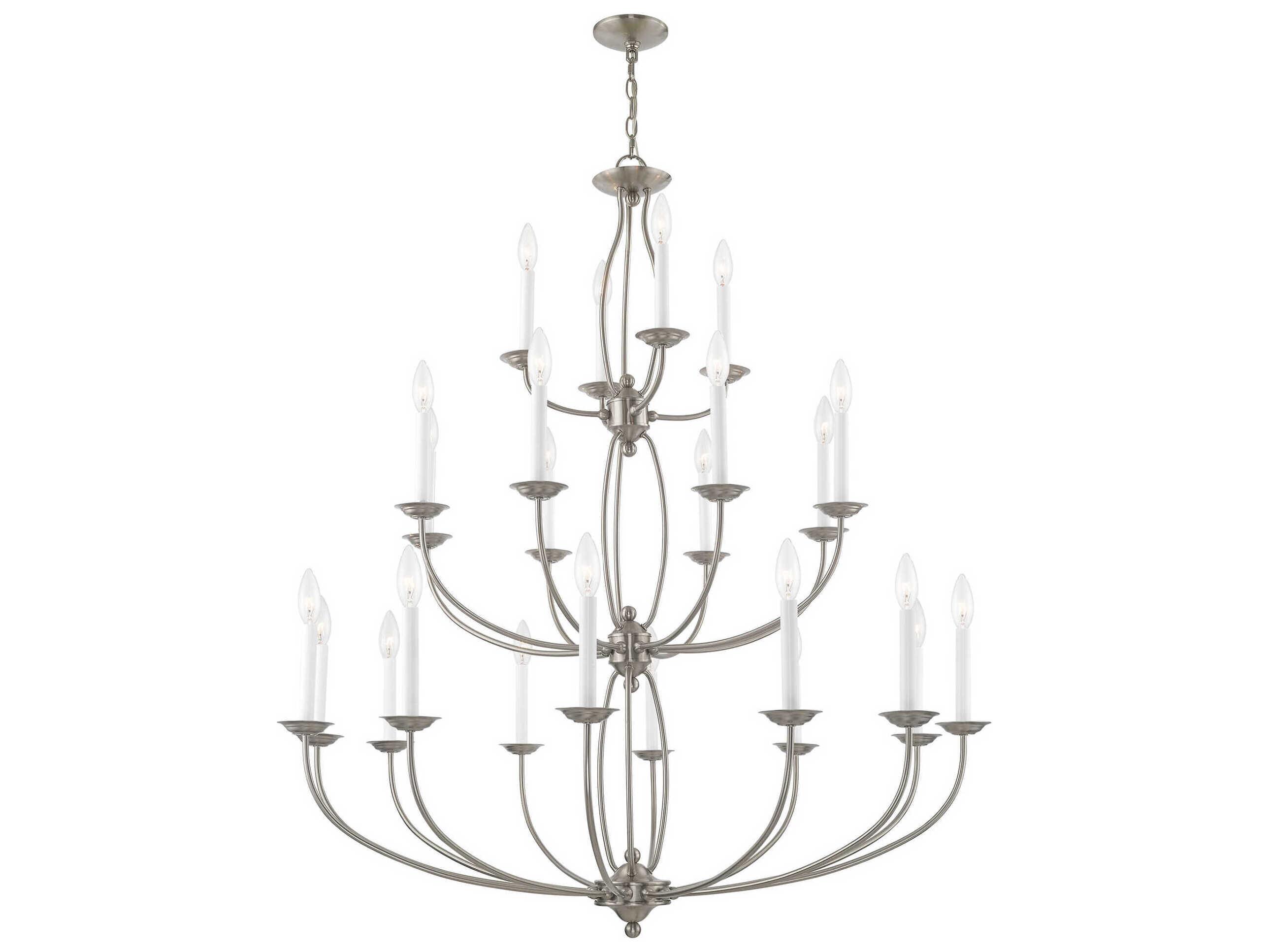 Livex Lighting Home Basics 24-Light Brushed Nickel Candelabra Chandelier