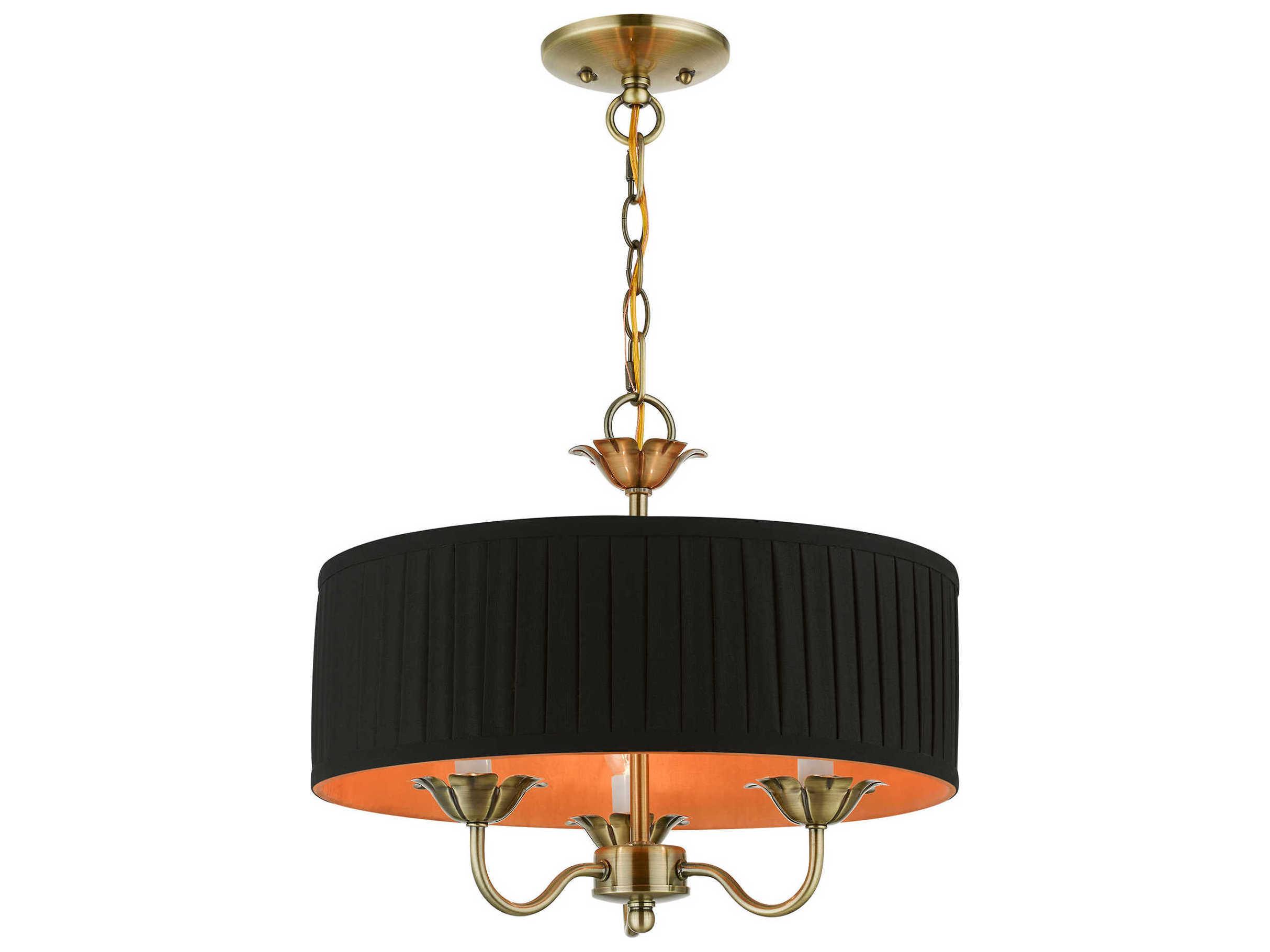 Livex Lighting Harrington 3-Light Antique Brass Drum Chandelier