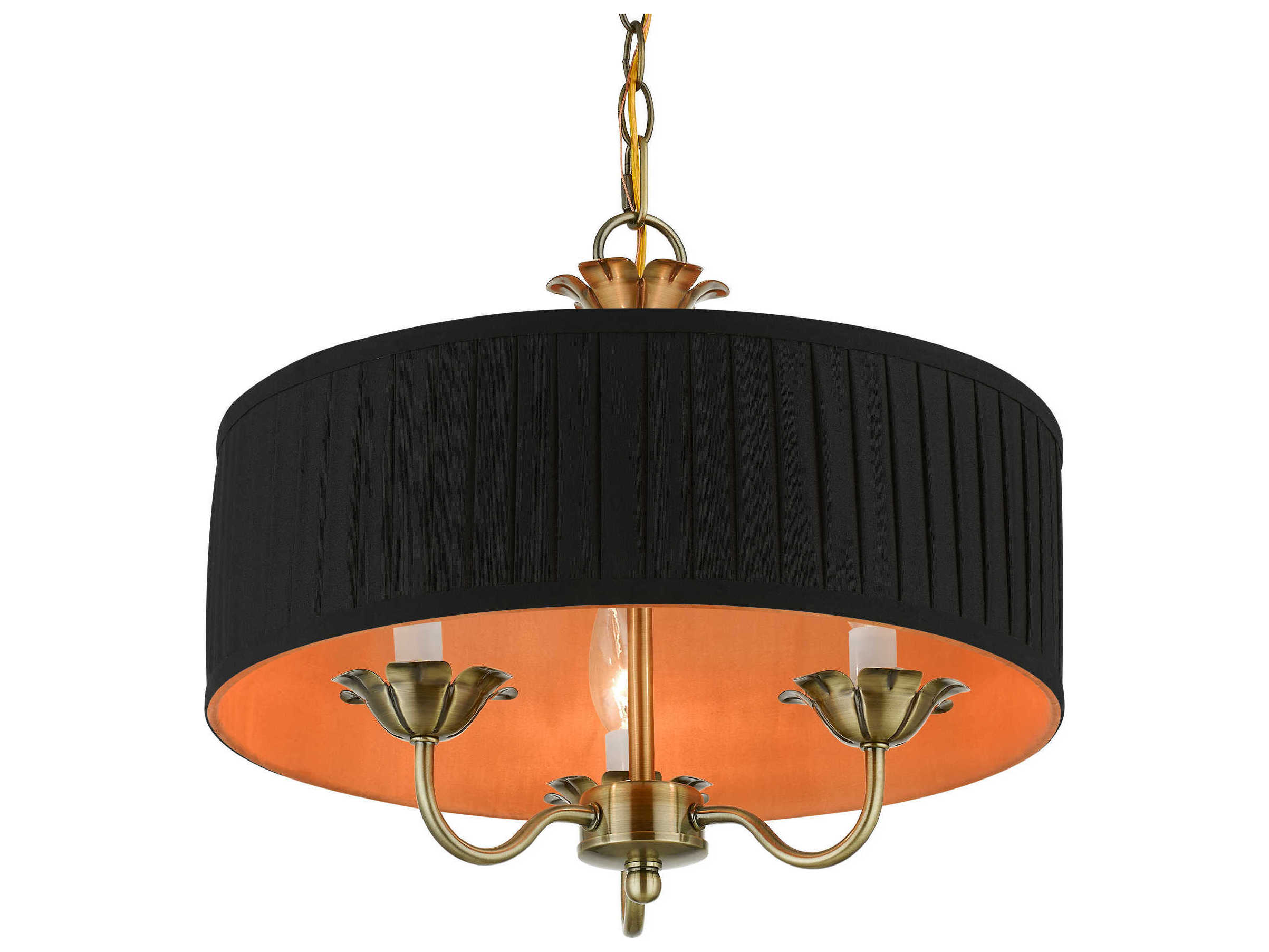 Livex Lighting Harrington 3-Light Antique Brass Drum Chandelier