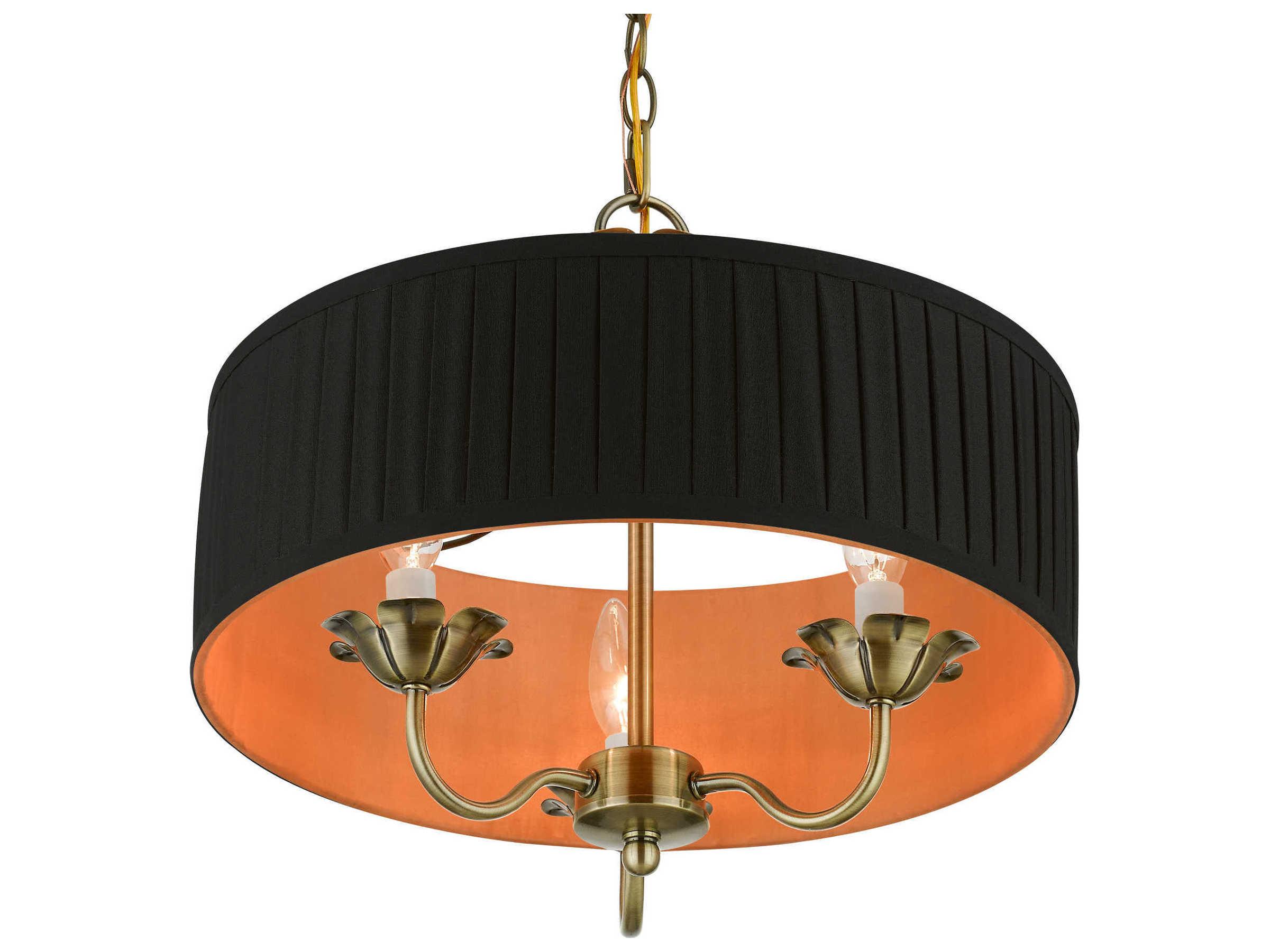 Livex Lighting Harrington 3-Light Antique Brass Drum Chandelier
