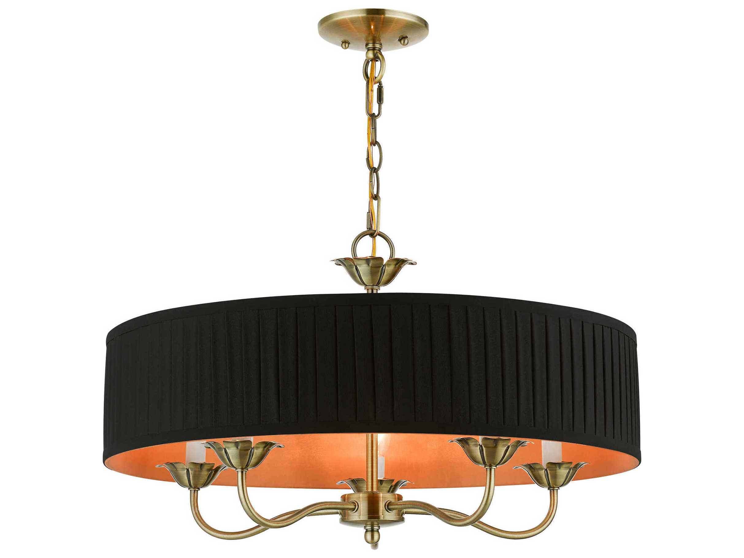 Livex Lighting Harrington 5-Light Antique Brass Drum Chandelier
