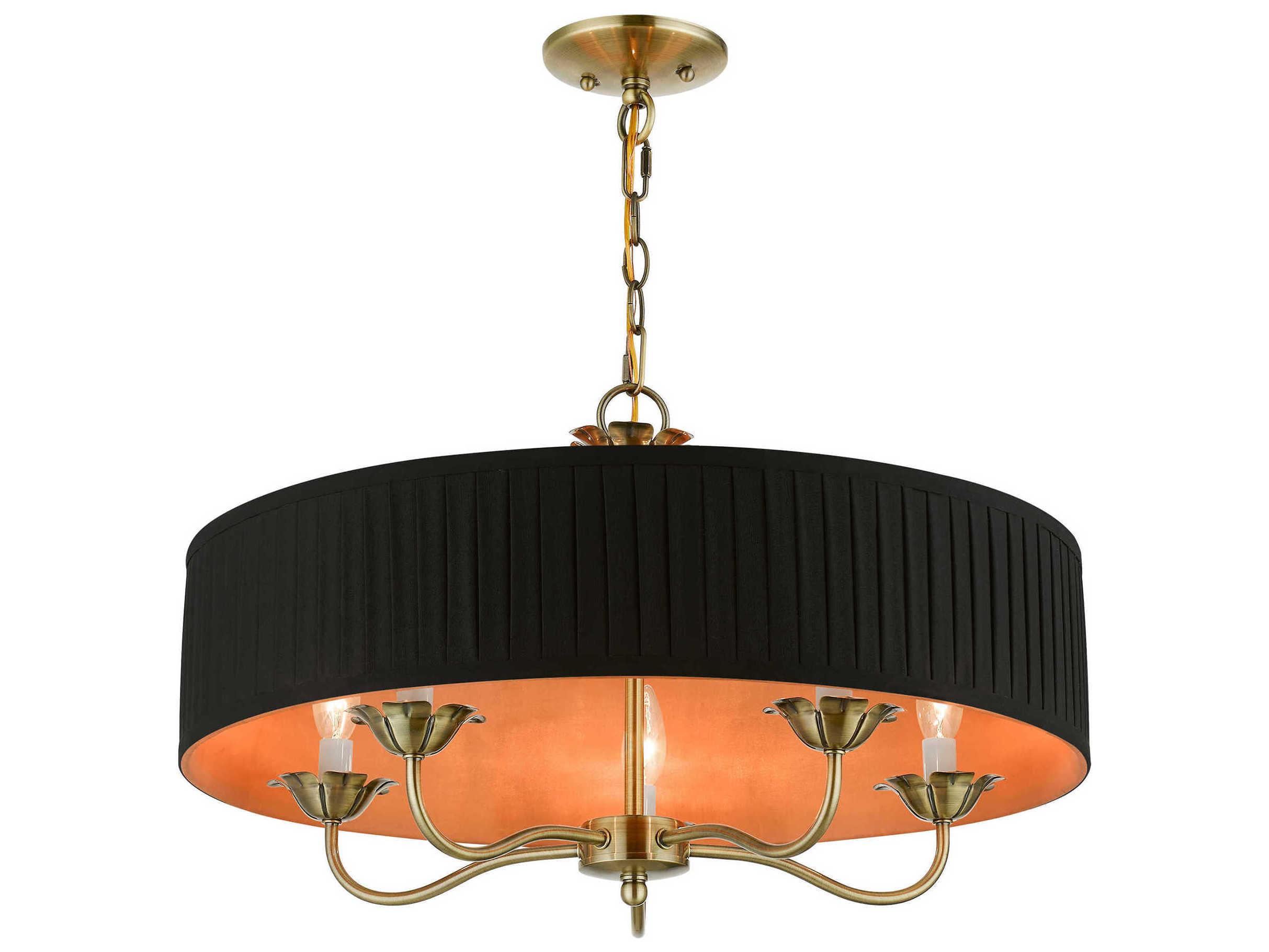 Livex Lighting Harrington 5-Light Antique Brass Drum Chandelier