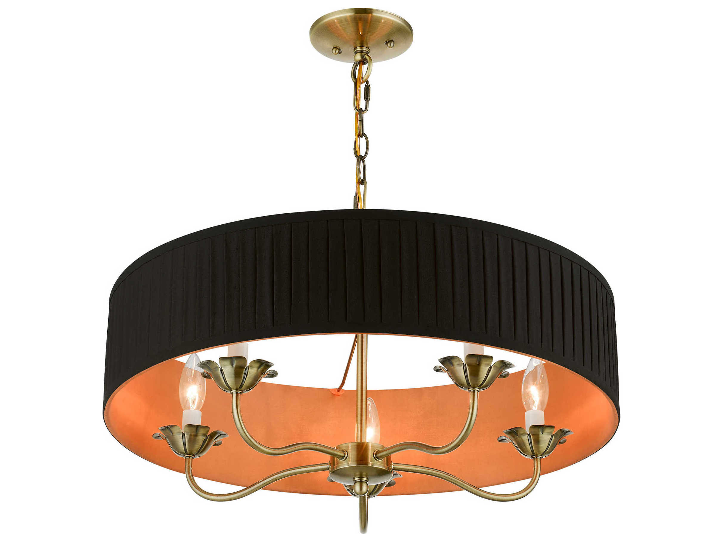 Livex Lighting Harrington 5-Light Antique Brass Drum Chandelier