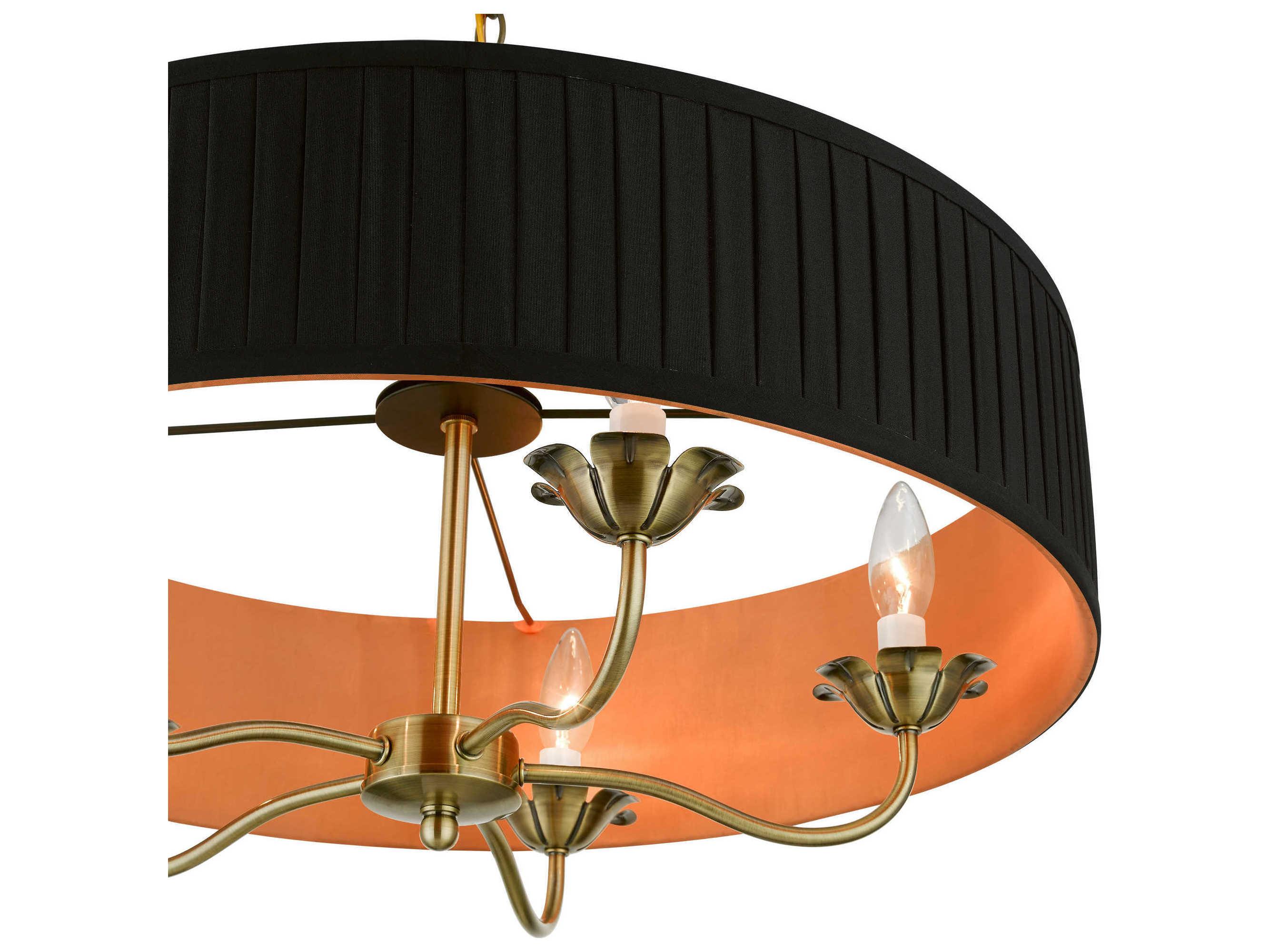 Livex Lighting Harrington 5-Light Antique Brass Drum Chandelier