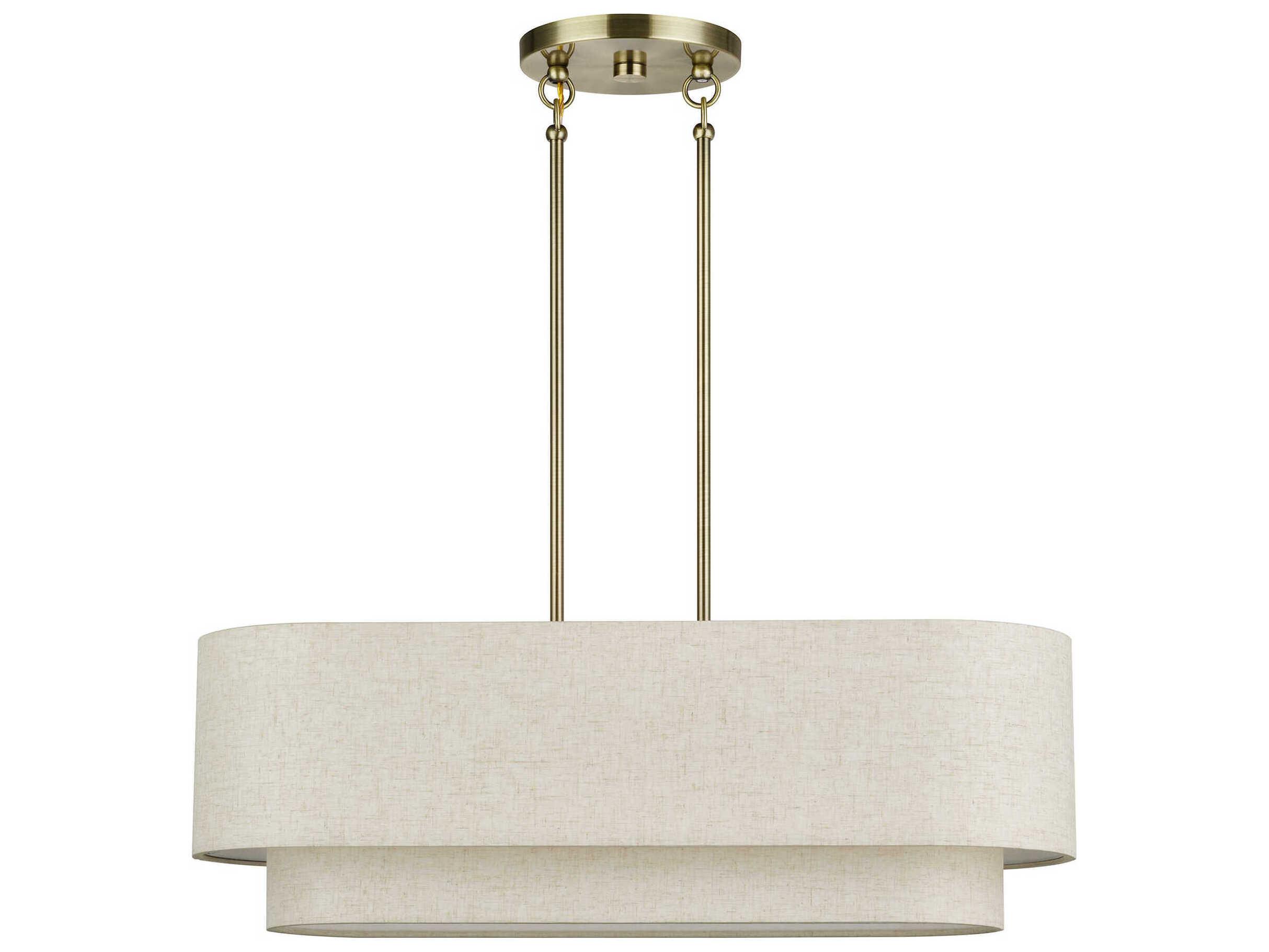 Livex Lighting Manorwood 3-Light Antique Brass Linear Island Pendant