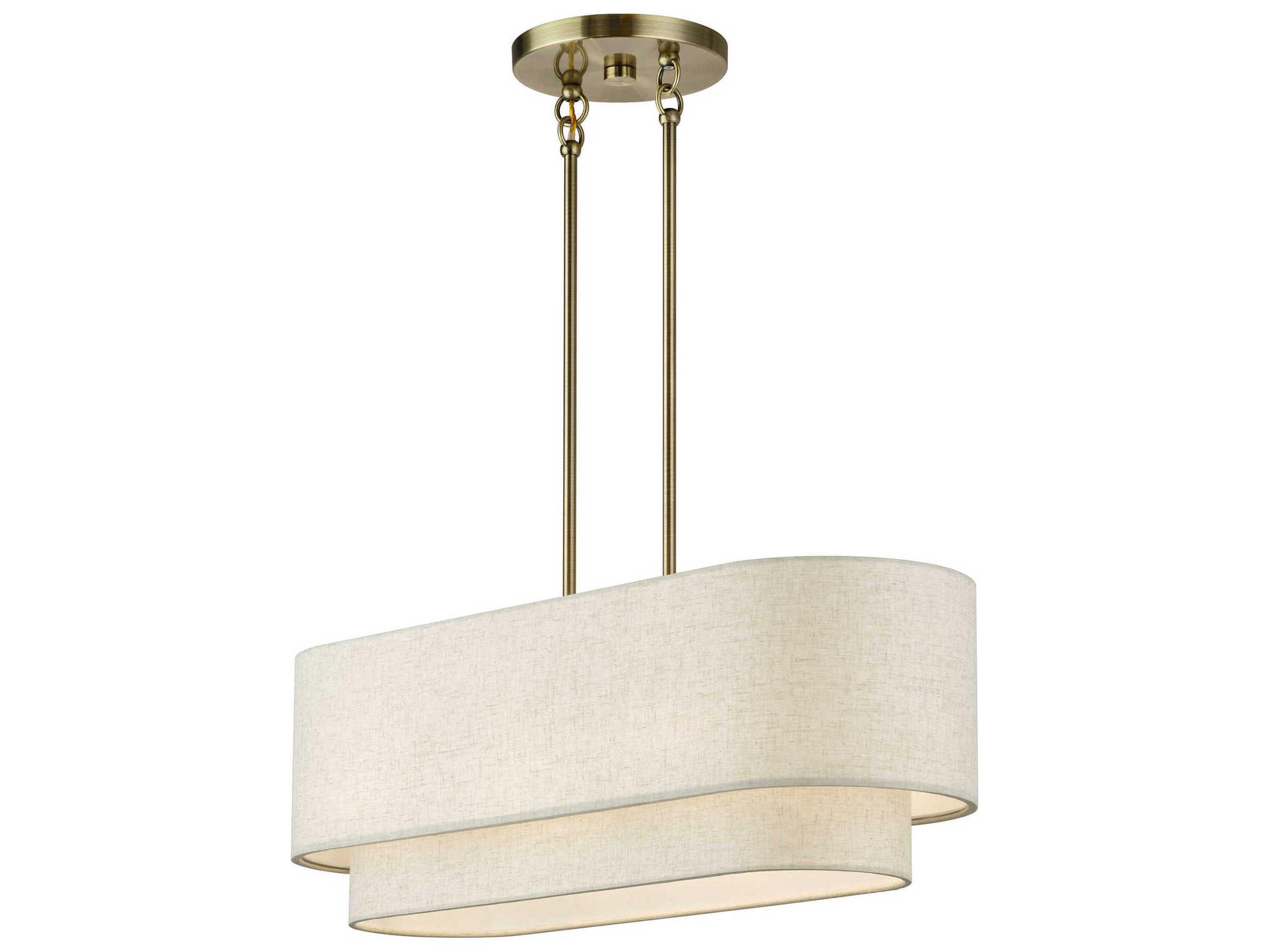 Livex Lighting Manorwood 3-Light Antique Brass Linear Island Pendant