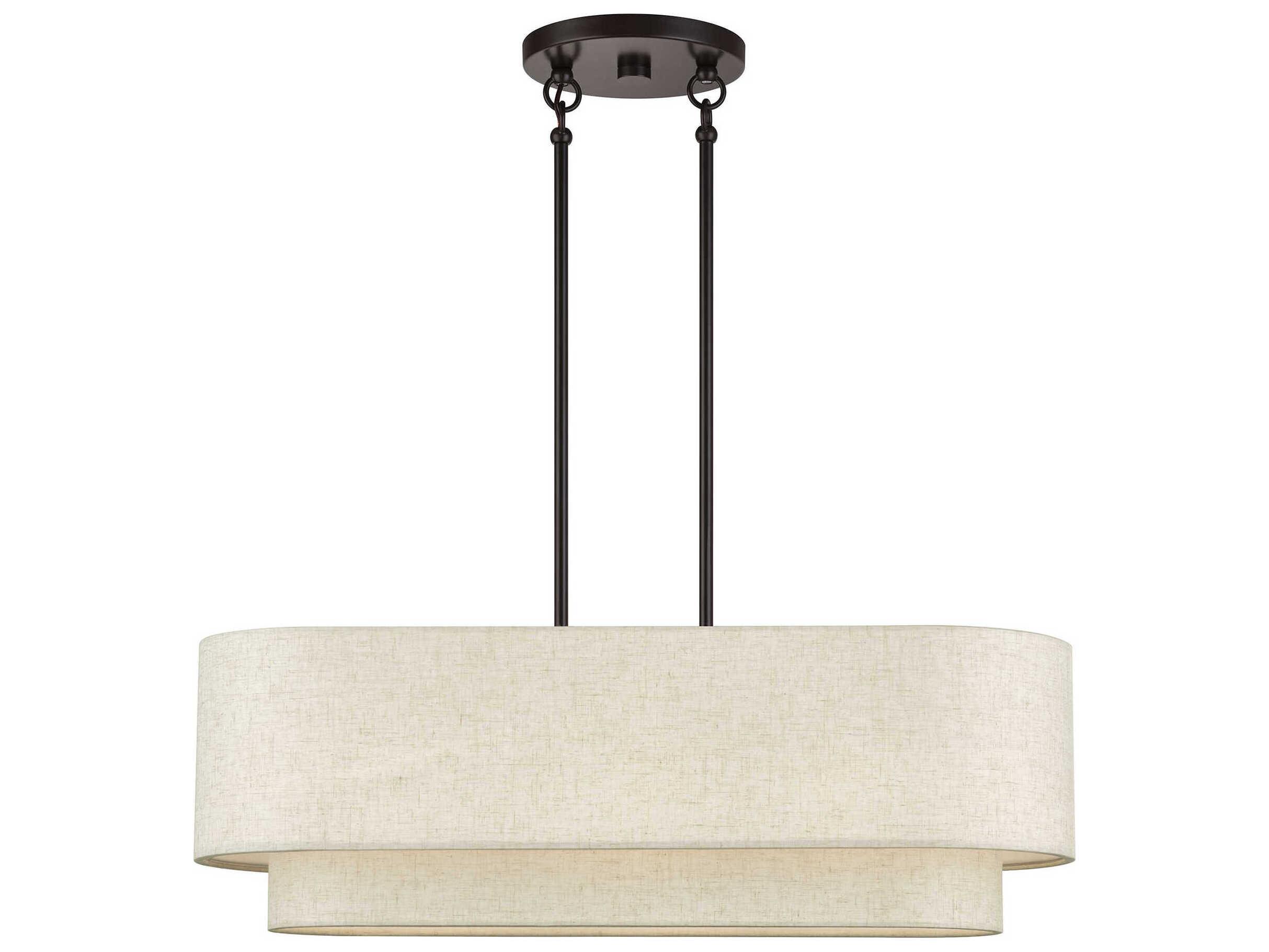Livex Lighting Manorwood 3-Light English Bronze Drum Linear Island Pendant