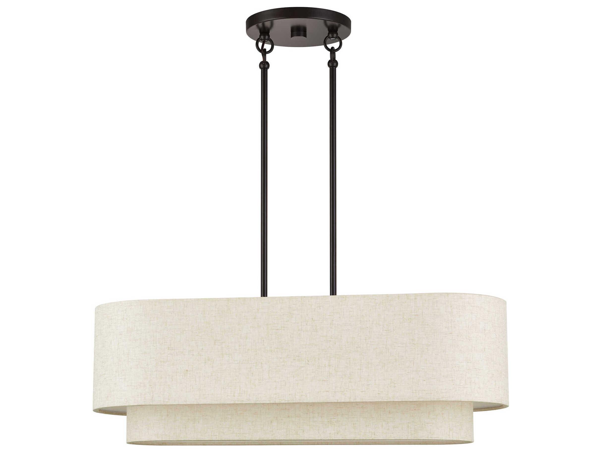 Livex Lighting Manorwood 3-Light English Bronze Drum Linear Island Pendant