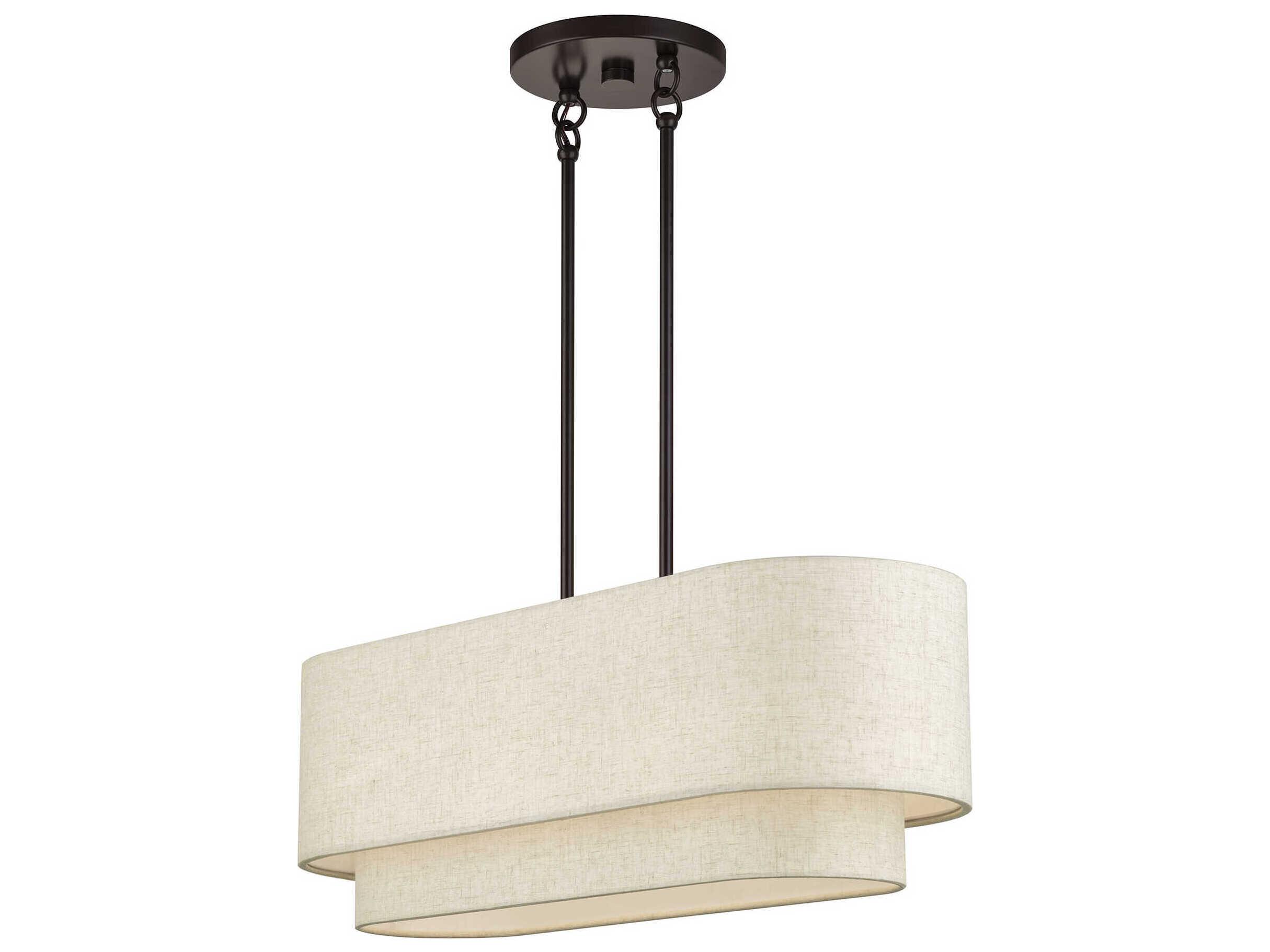 Livex Lighting Manorwood 3-Light English Bronze Drum Linear Island Pendant