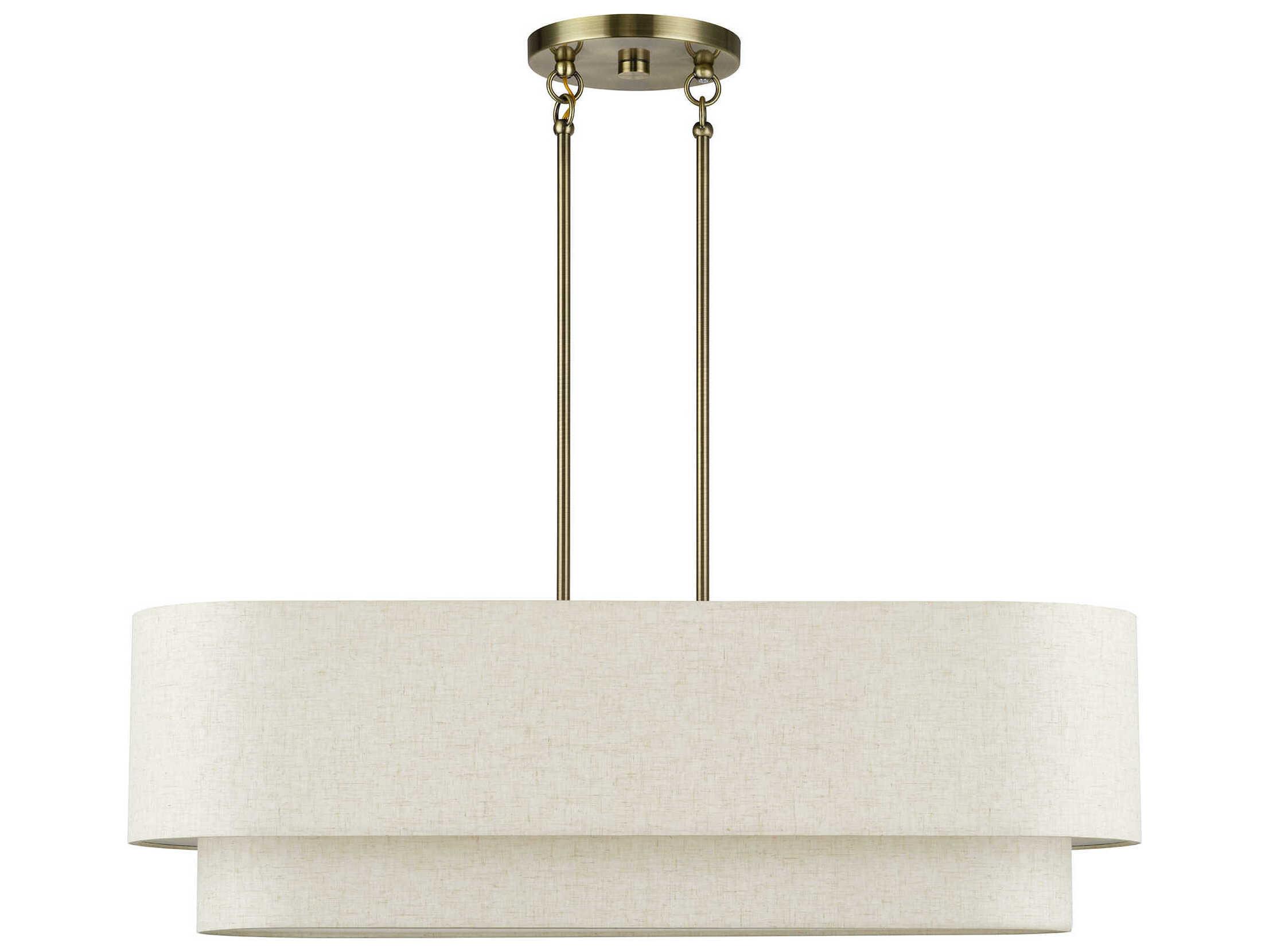 Livex Lighting Manorwood 4-Light Antique Brass Drum Linear Island Pendant