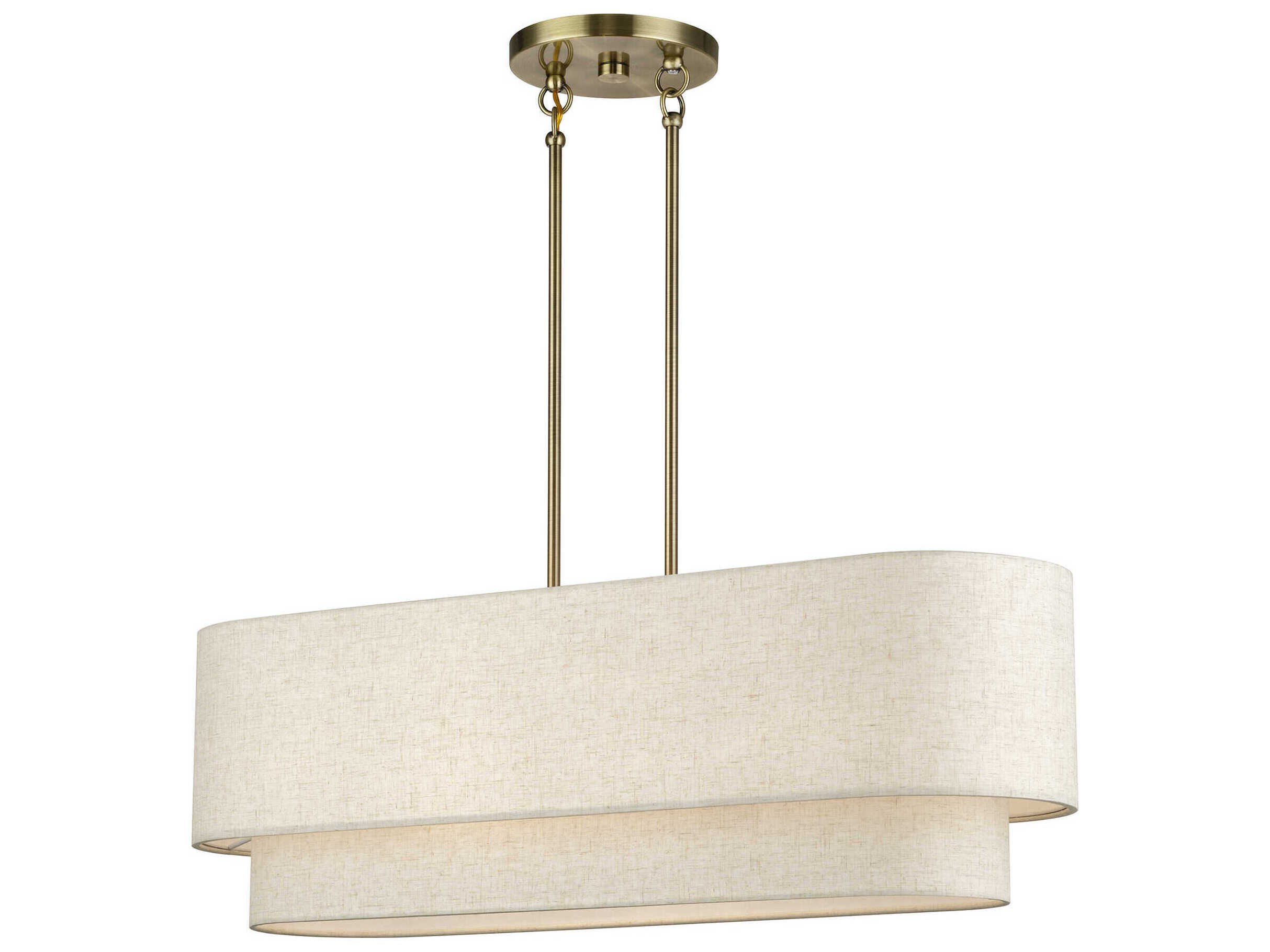 Livex Lighting Manorwood 4-Light Antique Brass Drum Linear Island Pendant