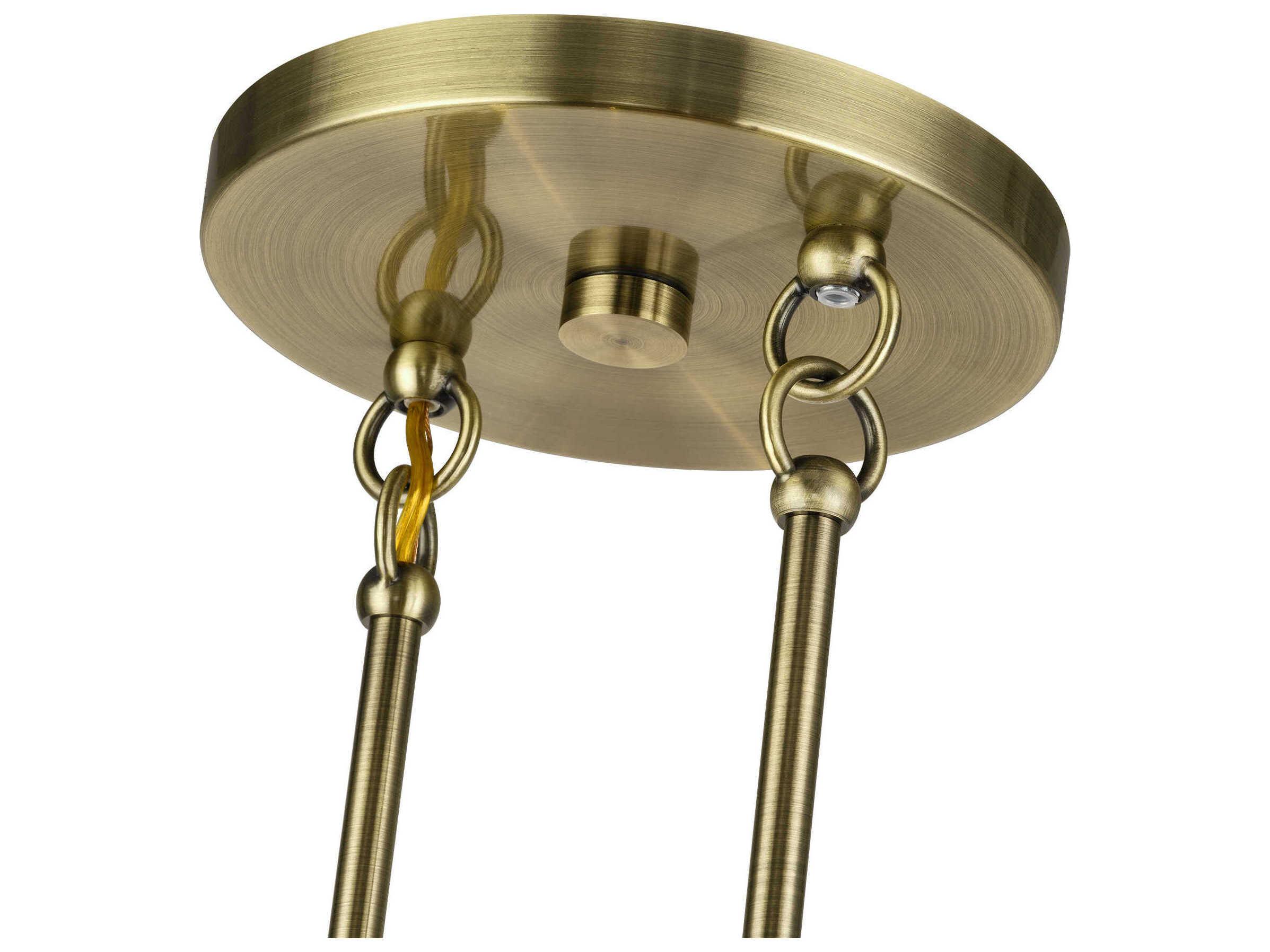 Livex Lighting Manorwood 4-Light Antique Brass Drum Linear Island Pendant