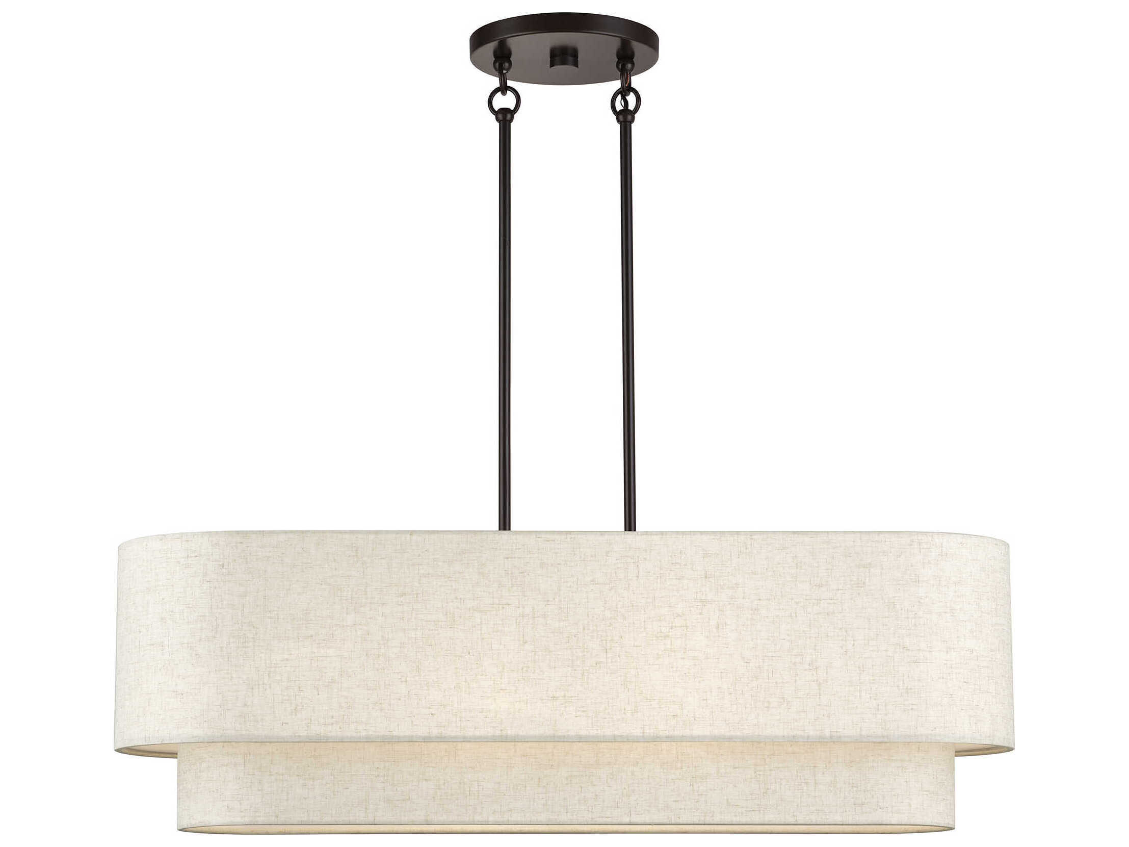 Livex Lighting Manorwood 4-Light English Bronze Drum Linear Island Pendant