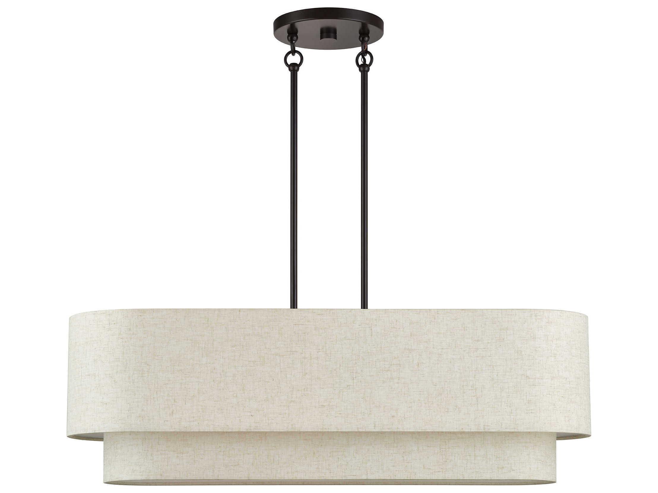 Livex Lighting Manorwood 4-Light English Bronze Drum Linear Island Pendant