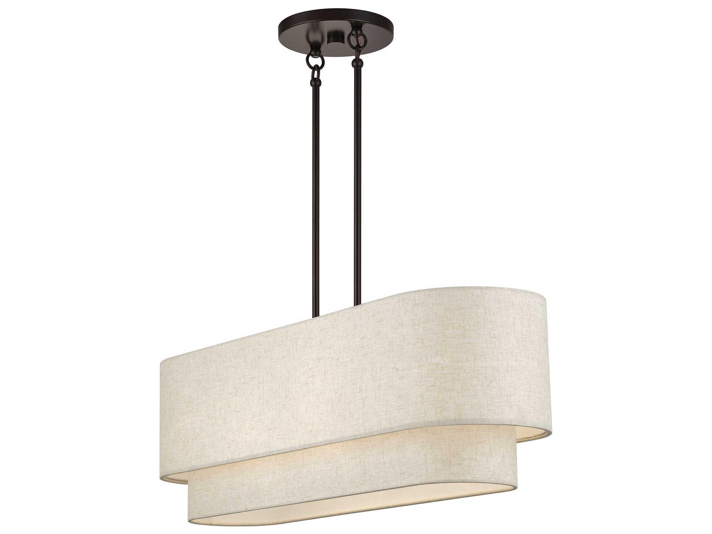 Livex Lighting Manorwood 4-Light English Bronze Drum Linear Island Pendant