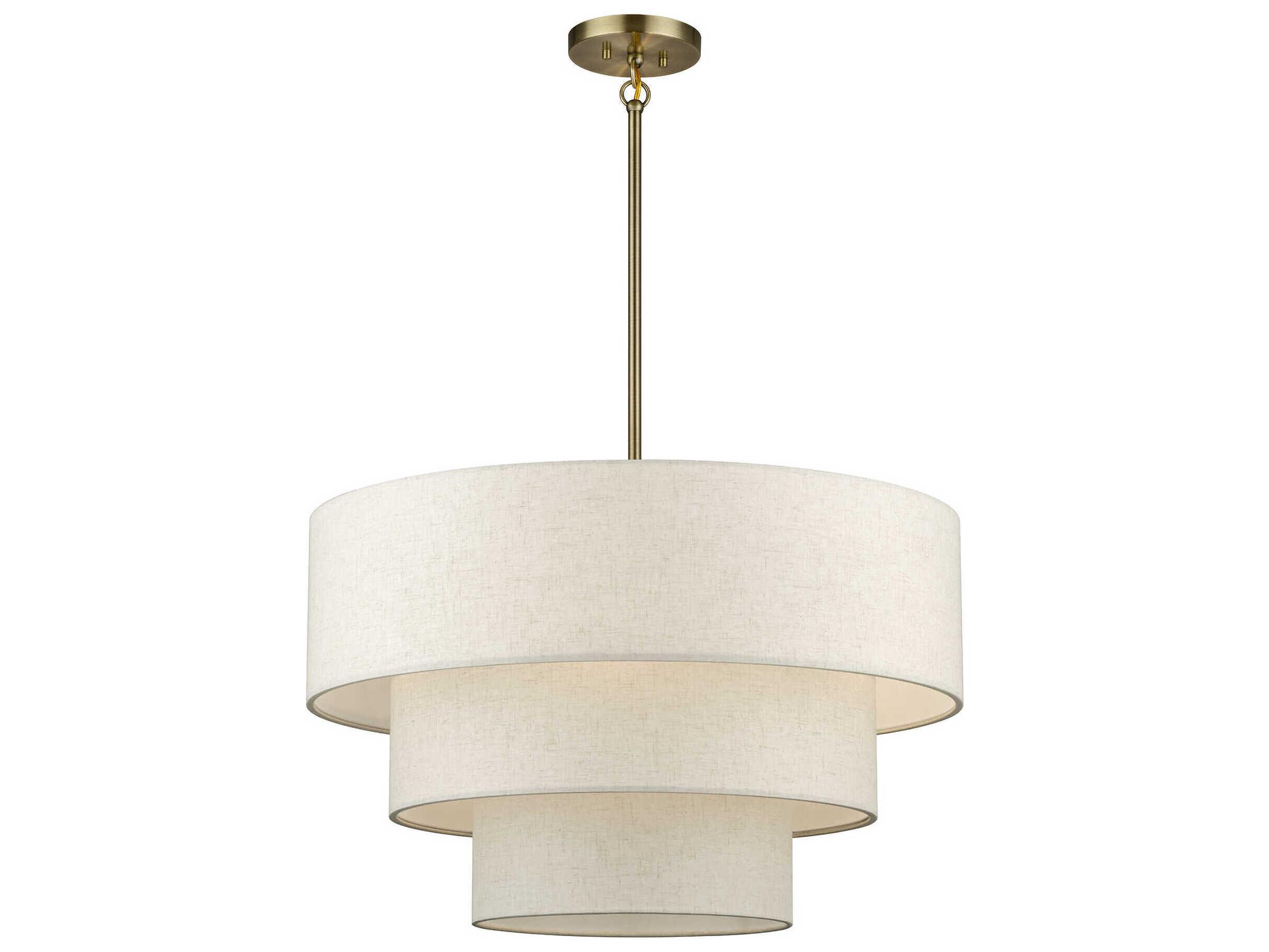 Livex Lighting Manorwood 5-Light Antique Brass Drum Tiered Pendant