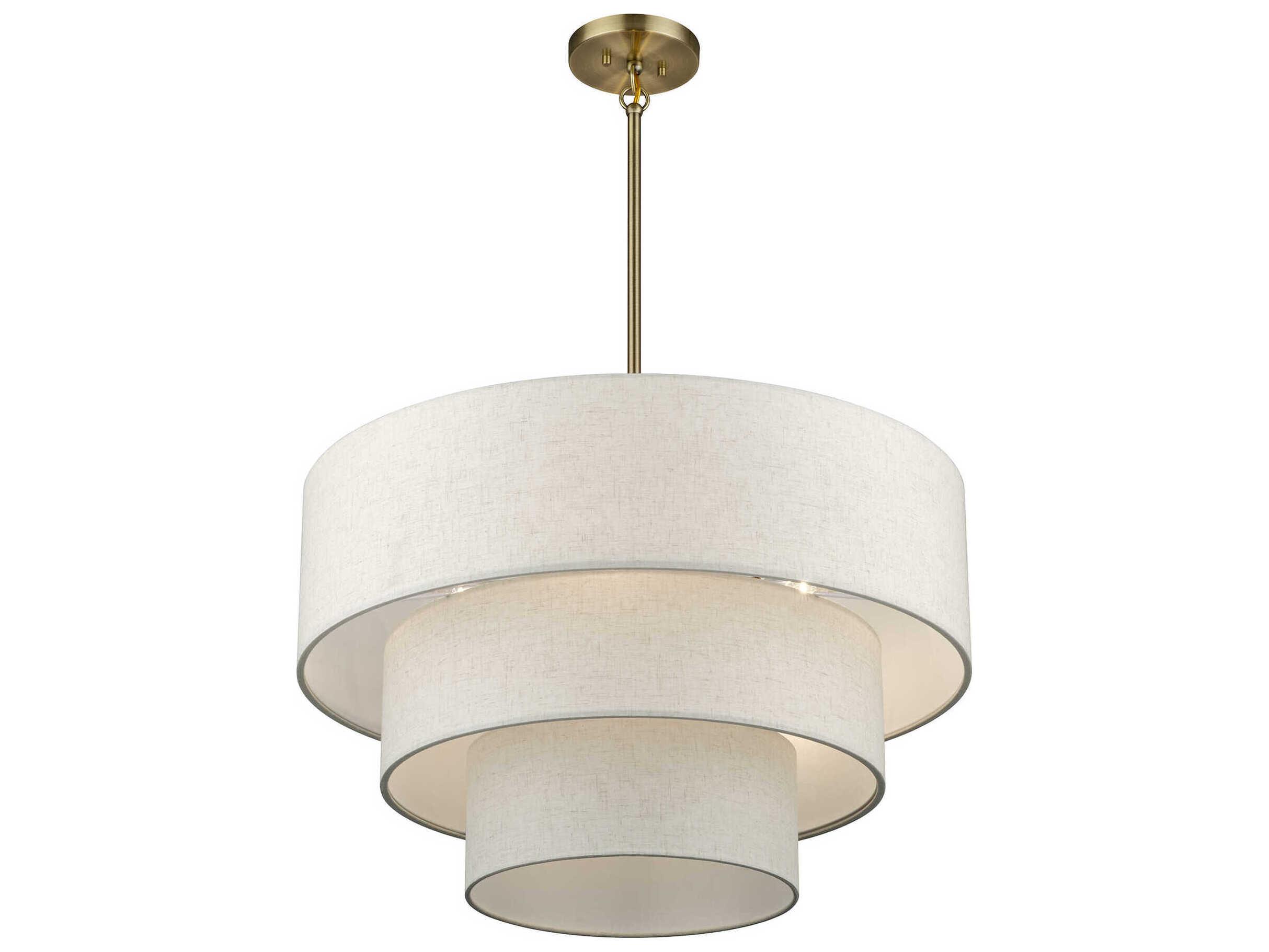 Livex Lighting Manorwood 5-Light Antique Brass Drum Tiered Pendant