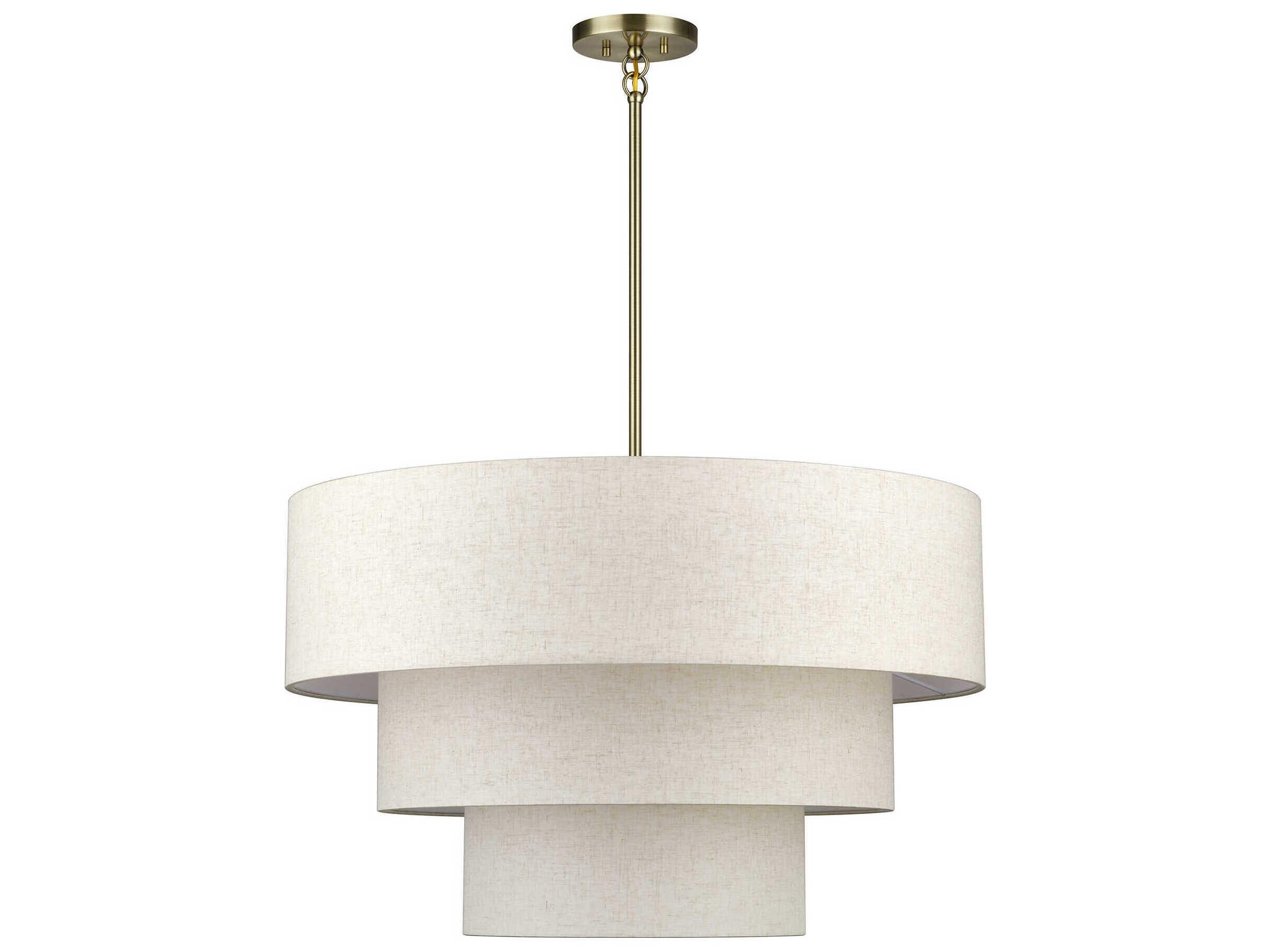 Livex Lighting Manorwood 8-Light Antique Brass Drum Tiered Pendant