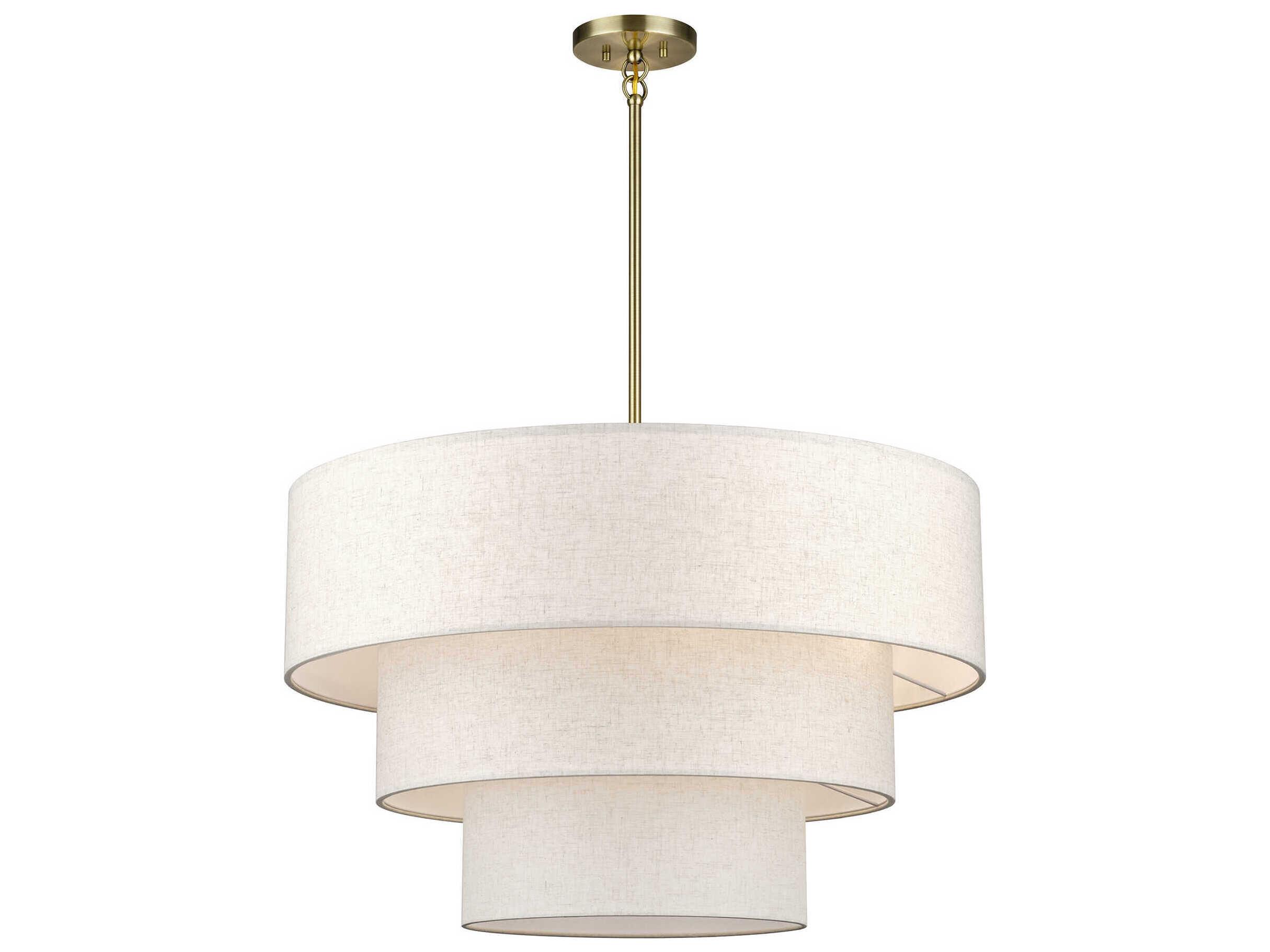 Livex Lighting Manorwood 8-Light Antique Brass Drum Tiered Pendant