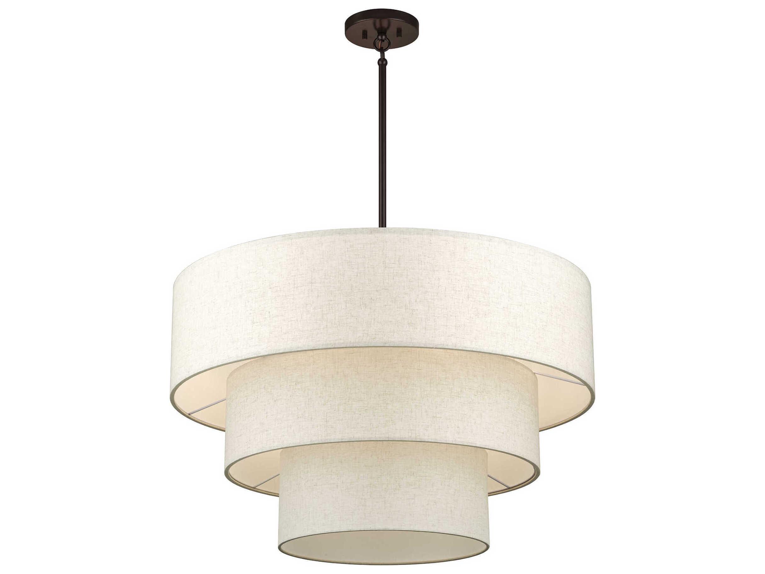 Livex Lighting Manorwood 8-Light English Bronze Drum Tiered Pendant