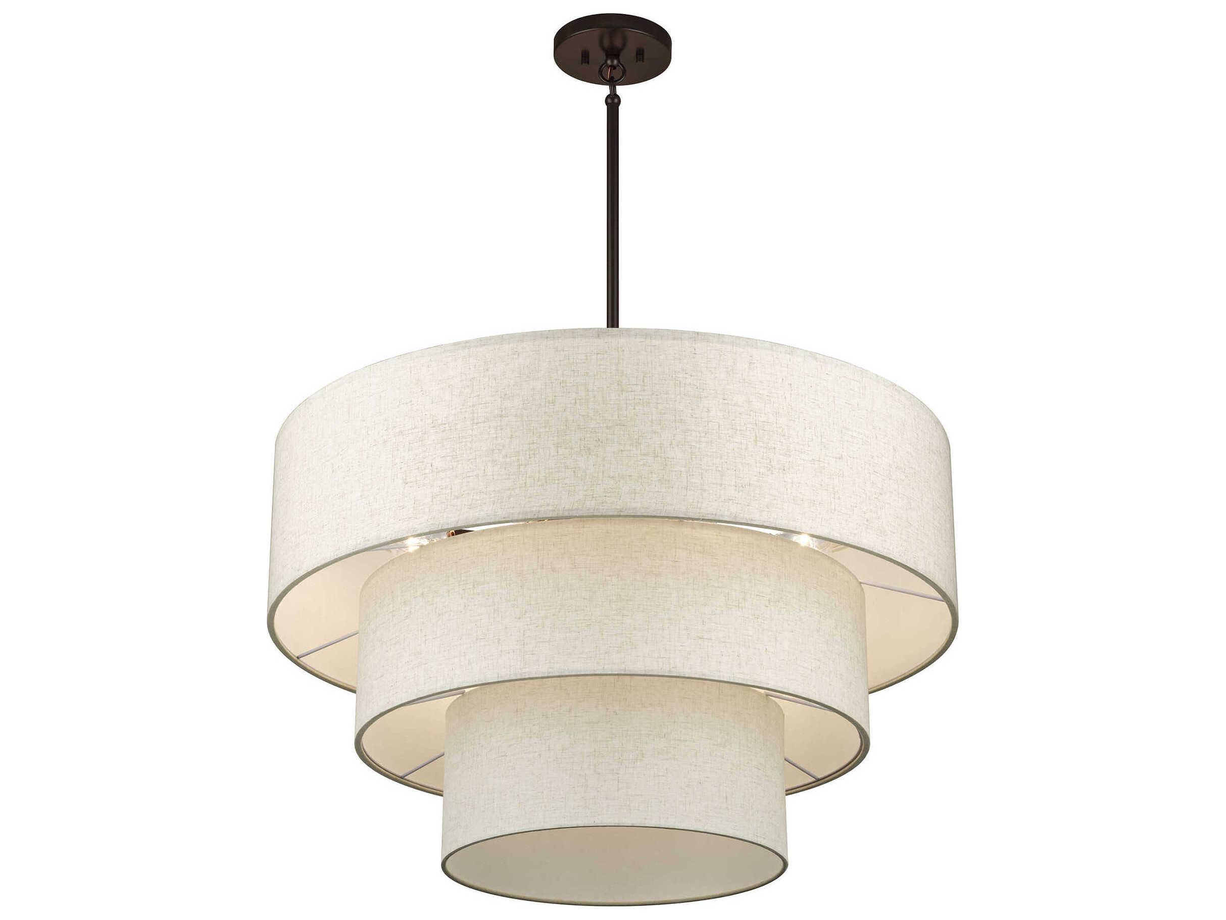 Livex Lighting Manorwood 8-Light English Bronze Drum Tiered Pendant