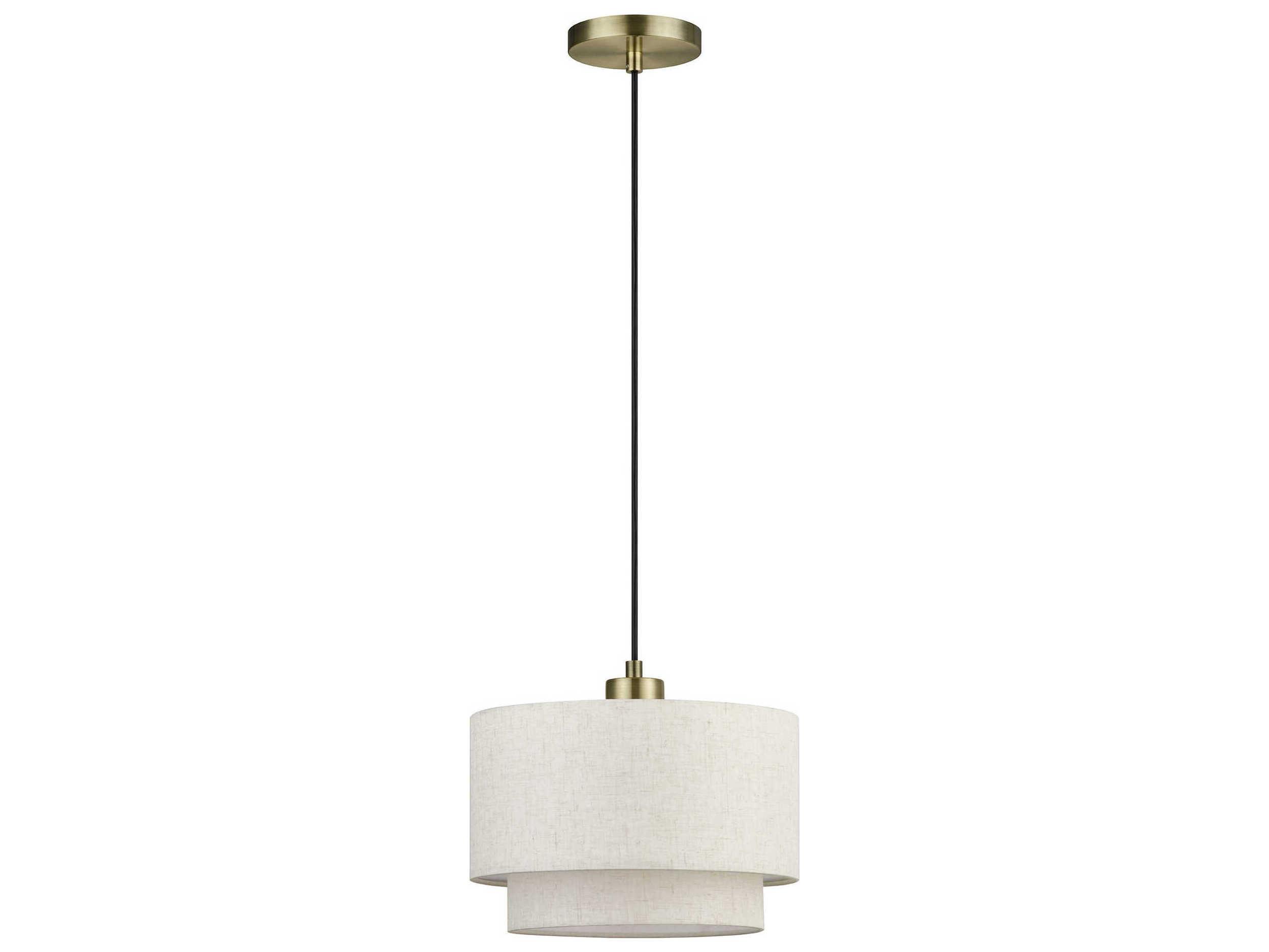 Livex Lighting Manorwood 1-Light Antique Brass Gray Round Mini Pendant