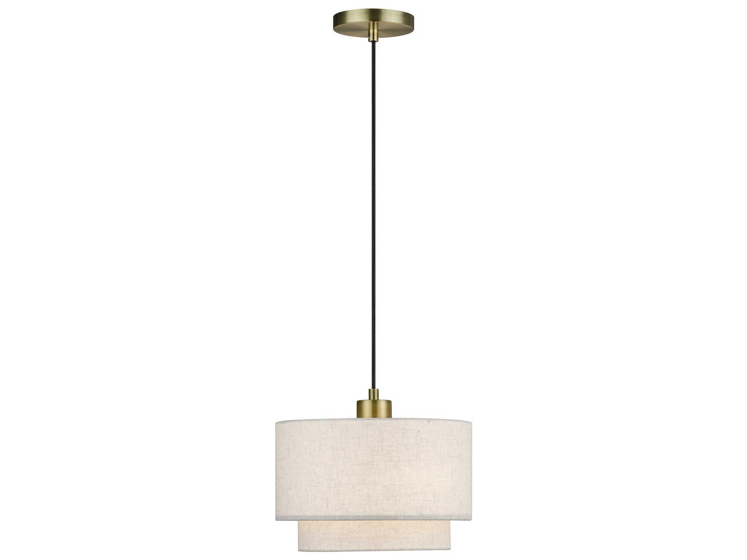 Livex Lighting Manorwood 1-Light Antique Brass Gray Round Mini Pendant