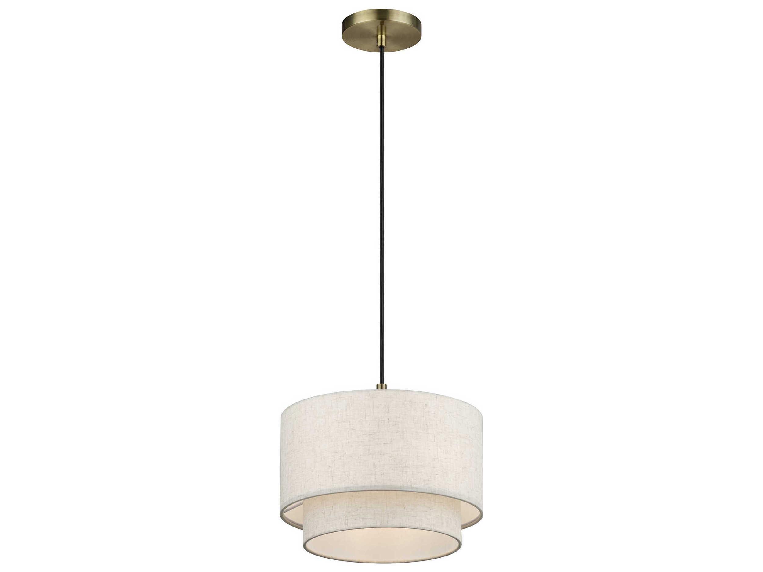 Livex Lighting Manorwood 1-Light Antique Brass Gray Round Mini Pendant