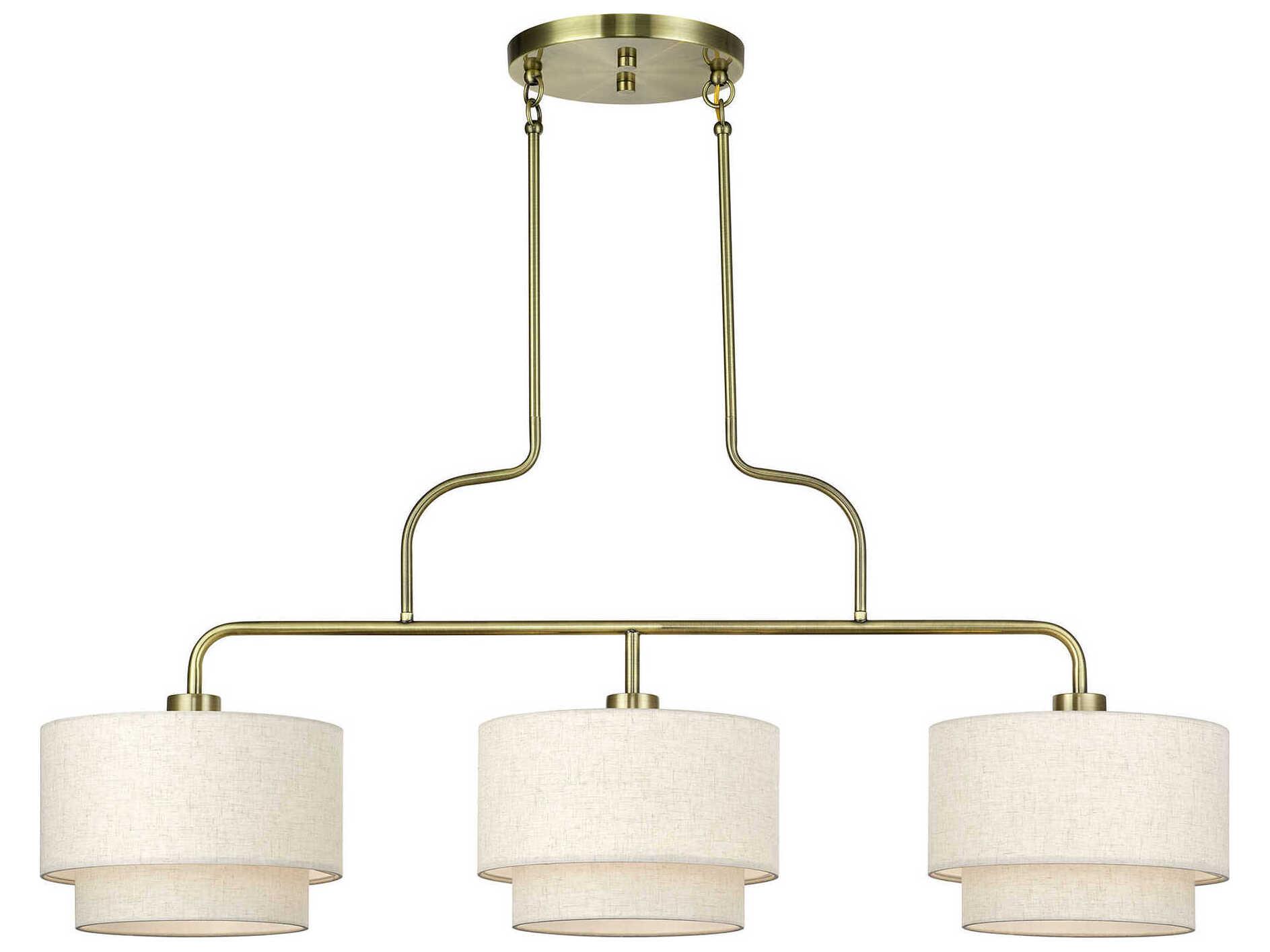 Livex Lighting Manorwood 3-Light Antique Brass Drum Island Pendant