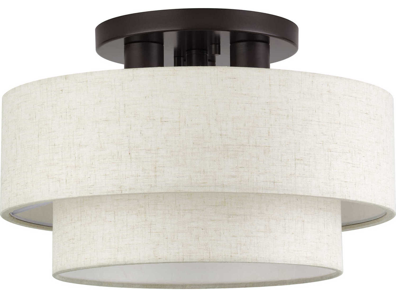 Livex Lighting Manorwood 3-Light English Bronze Drum Semi Flush Mount