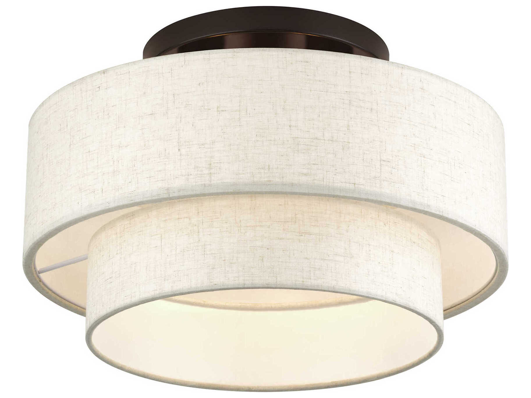 Livex Lighting Manorwood 3-Light English Bronze Drum Semi Flush Mount