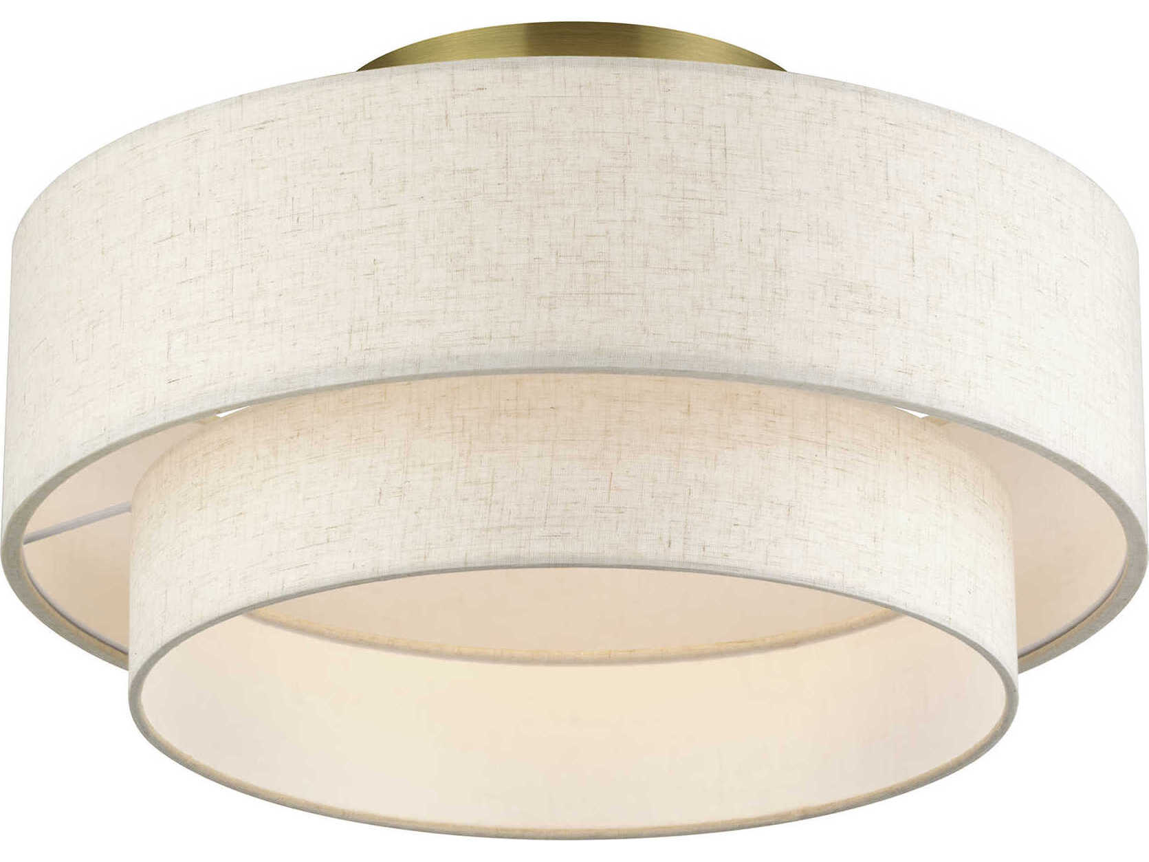 Livex Lighting Manorwood 3-Light Antique Brass Drum Semi Flush Mount