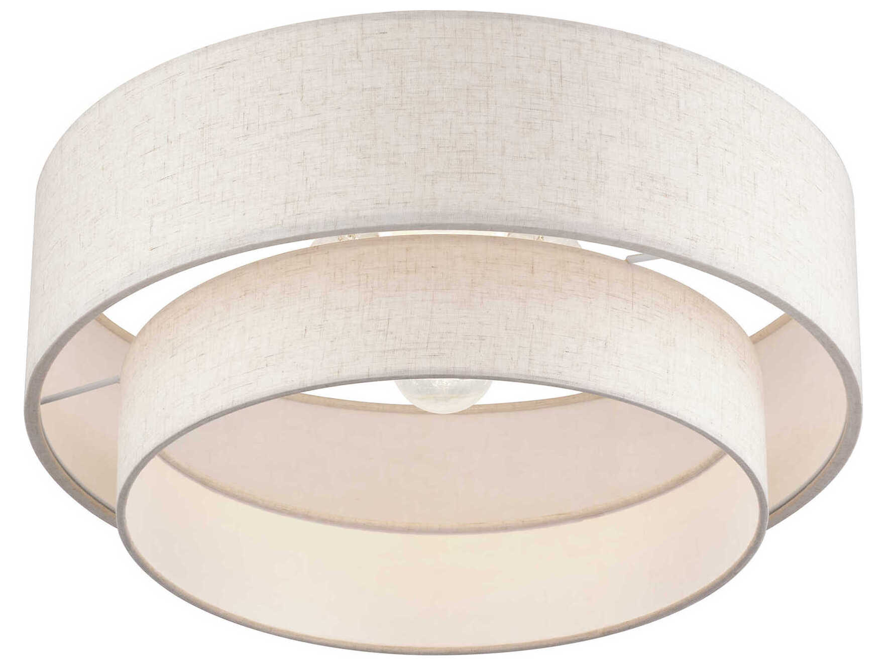 Livex Lighting Manorwood 3-Light Antique Brass Drum Semi Flush Mount