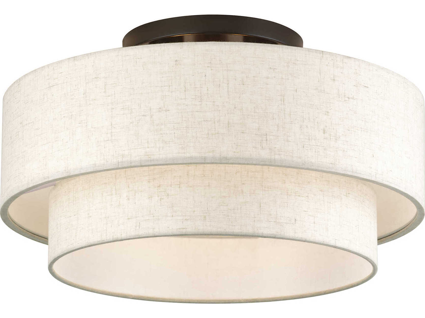 Livex Lighting Manorwood 3-Light English Bronze Drum Semi Flush Mount