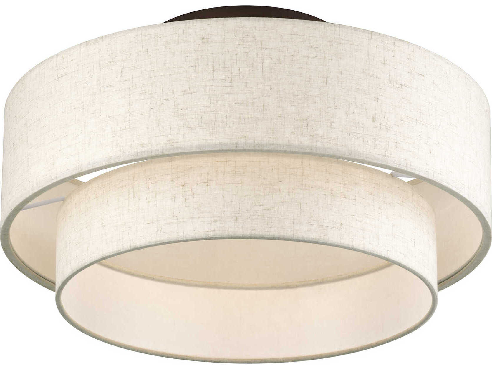 Livex Lighting Manorwood 3-Light English Bronze Drum Semi Flush Mount