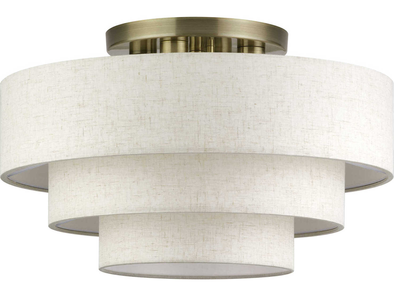 Livex Lighting Manorwood 4-Light Antique Brass Drum Semi Flush Mount