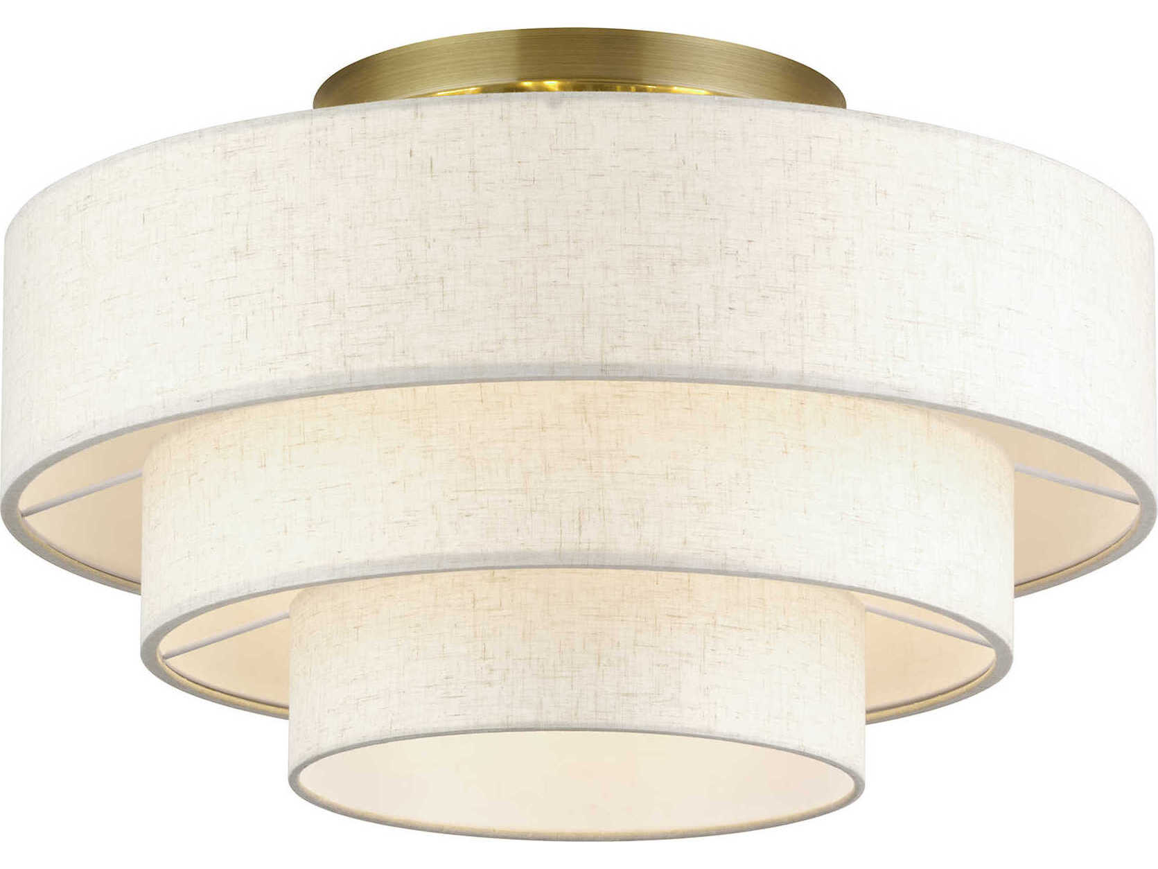 Livex Lighting Manorwood 4-Light Antique Brass Drum Semi Flush Mount